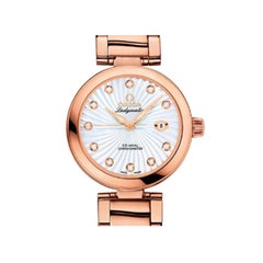 Omega De Ville Ladymatic Rose Gold MOP Diamond Dial Watch 425.60.34.20.55.001