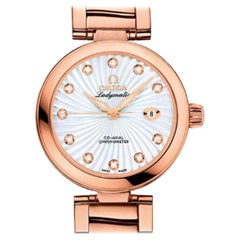 Omega De Ville Ladymatic Rose Gold MOP Diamond Dial Watch 425.60.34.20.55.001