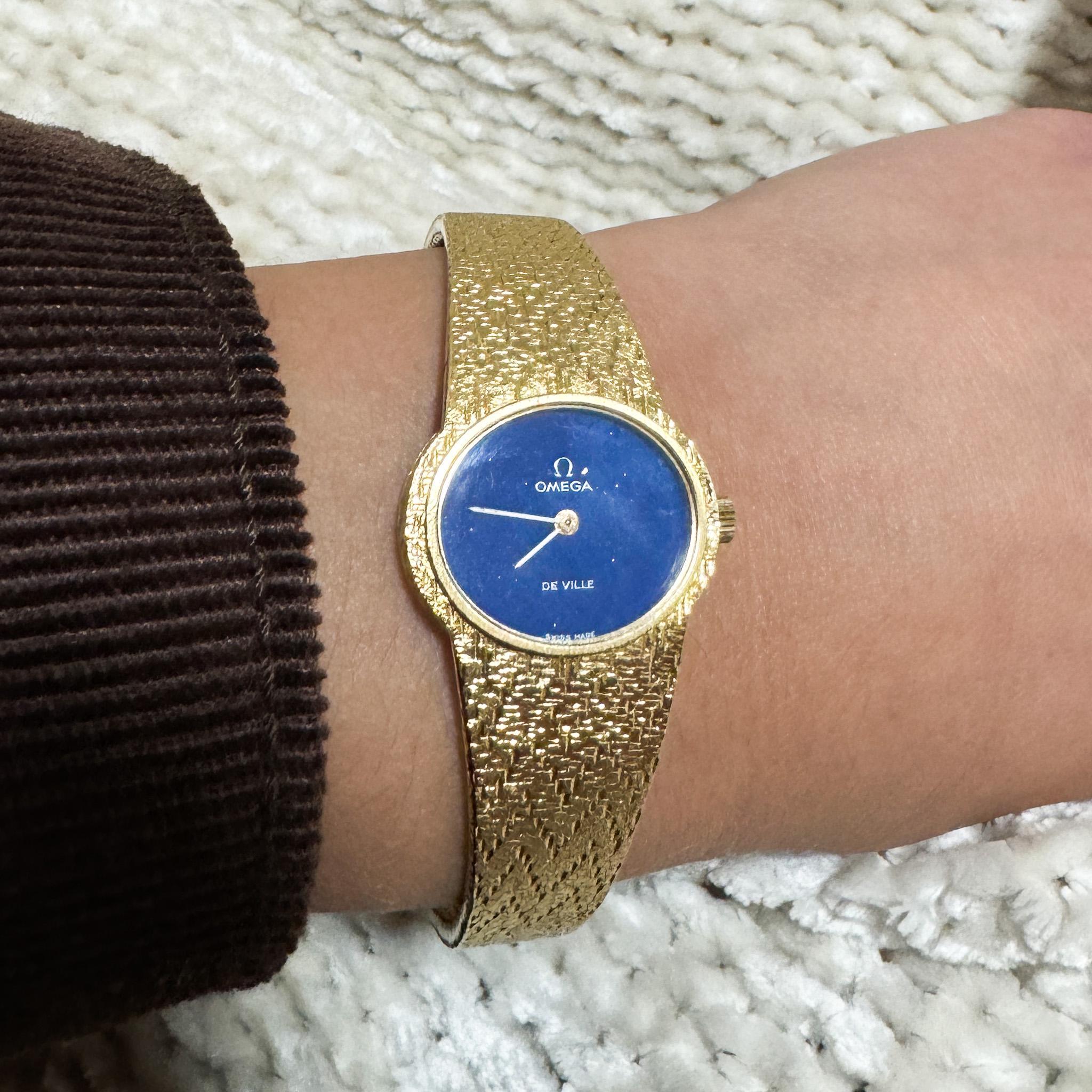 Omega De Ville Lapis Lazuli Dial 18K Gold Manual Wind Watch (Rundschliff) im Angebot