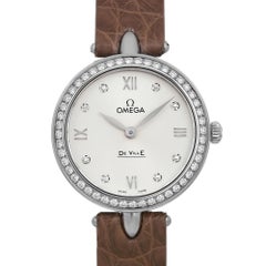 Omega De Ville Prestige 27mm Steel Silver Diamond Dial Watch 424.18.27.60.52.001