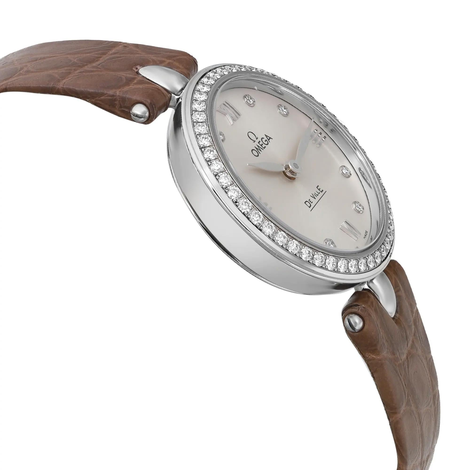 De las mujeres Reloj Omega De Ville Prestige 27 mm Acero Plata Esfera Diamante 424.18.27.60.52.001 en venta