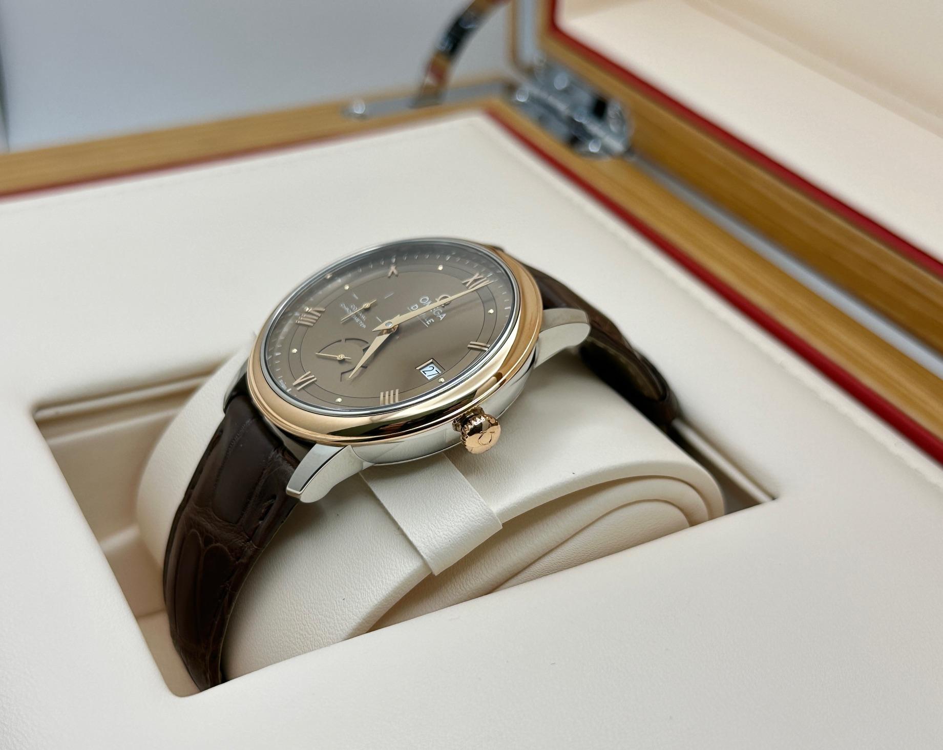 Omega De Ville Prestige 424.23.40.21.13.001 39.5mm 18K Rose Gold Steel Box Paper For Sale 1