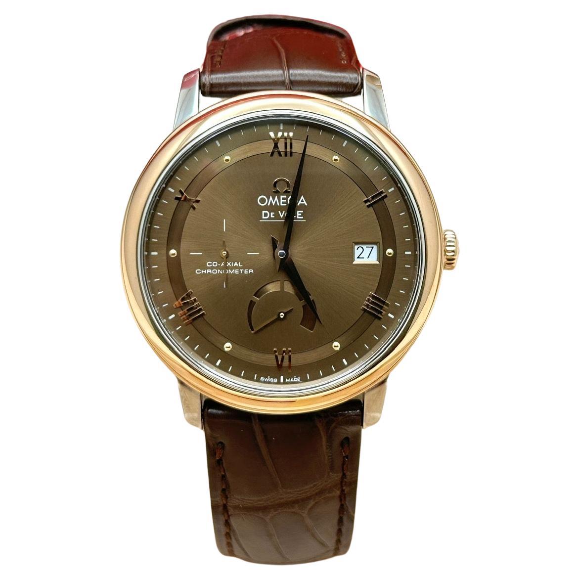Omega De Ville Prestige 424.23.40.21.13.001 39.5mm 18K Rose Gold Steel Box Paper For Sale