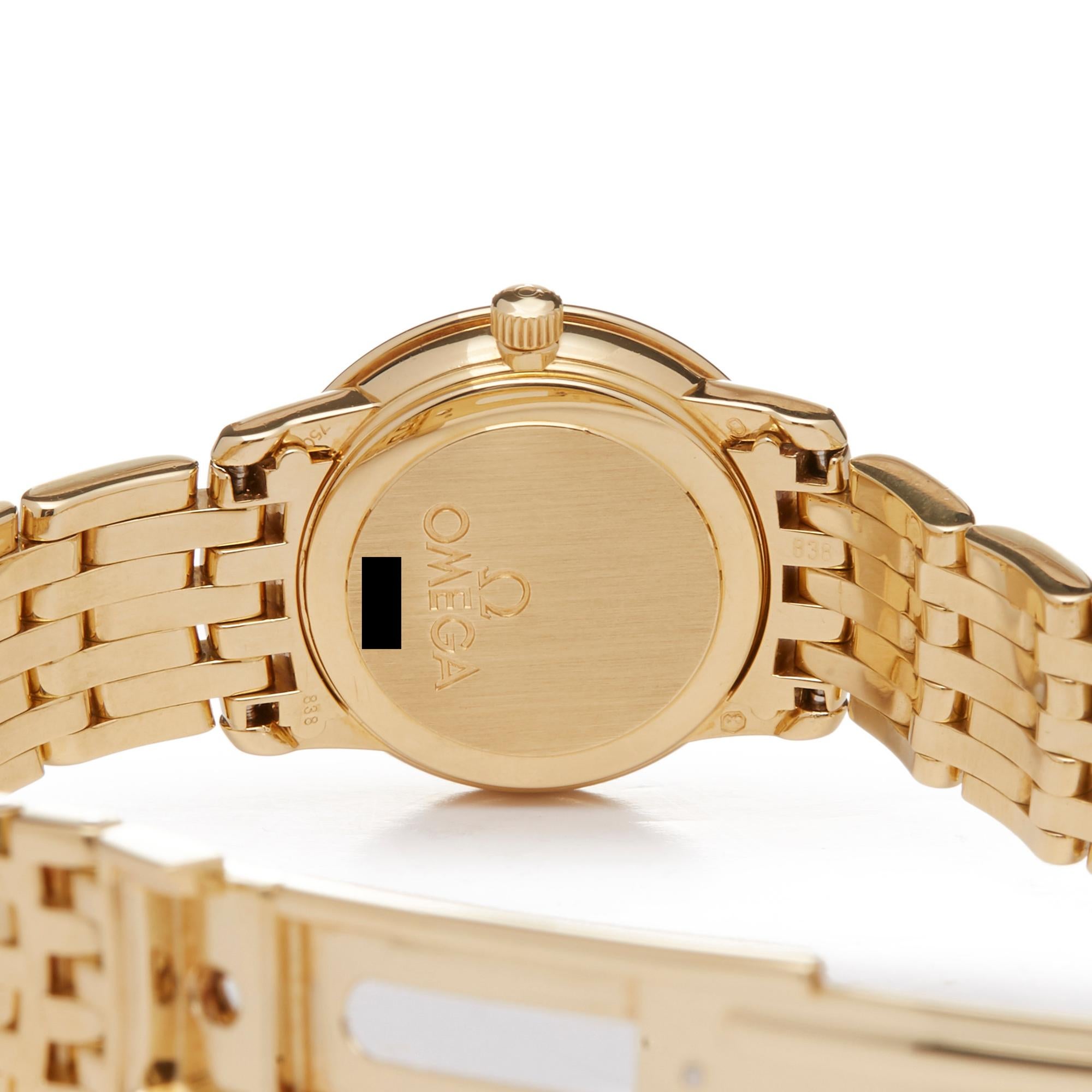 Men's Omega De Ville Prestige Diamond 18 Karat Yellow Gold 41757100 Wristwatch
