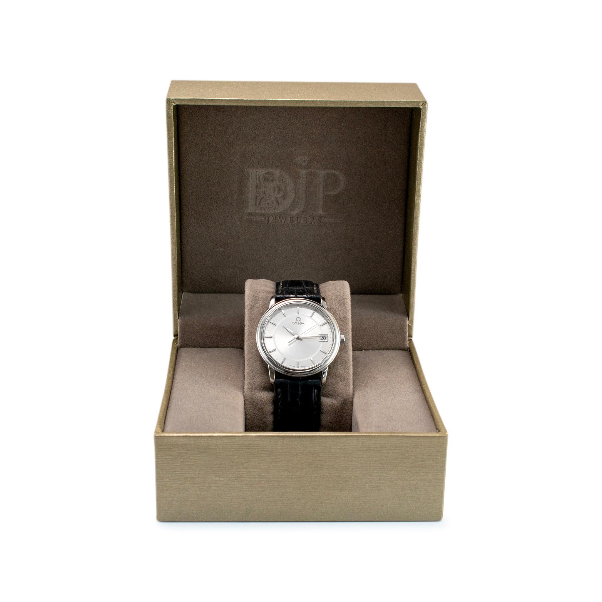 Omega De Ville Prestige Quartz 34.4mm Silver Dial 1961150 Leather Steel Watch 4