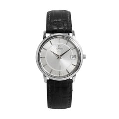 Omega De Ville Prestige Quartz 34.4mm Silver Dial 1961150 Leather Steel Watch