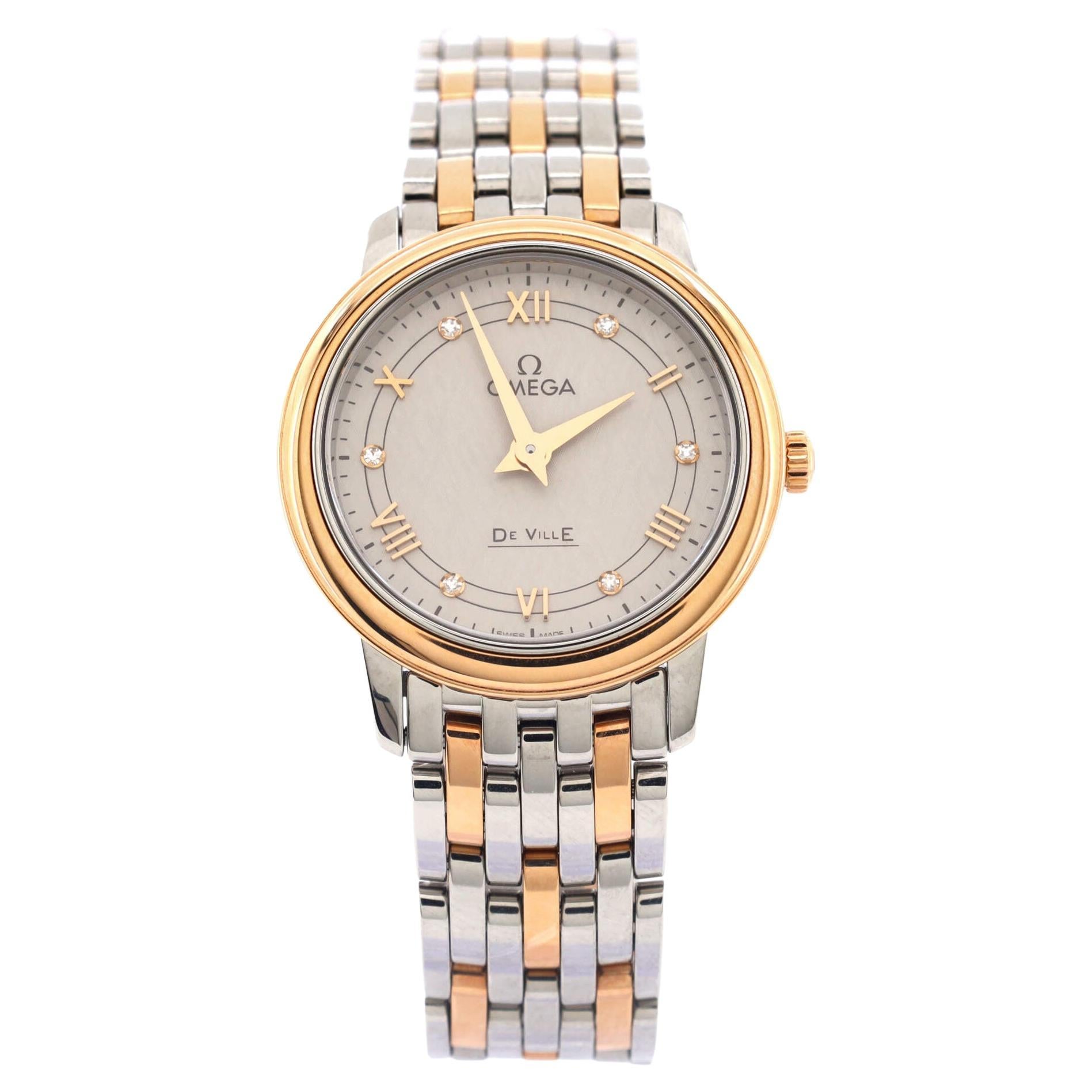 Omega De Ville Prestige Quartz Watch Stainless Steel and Rose Gold with Diamond