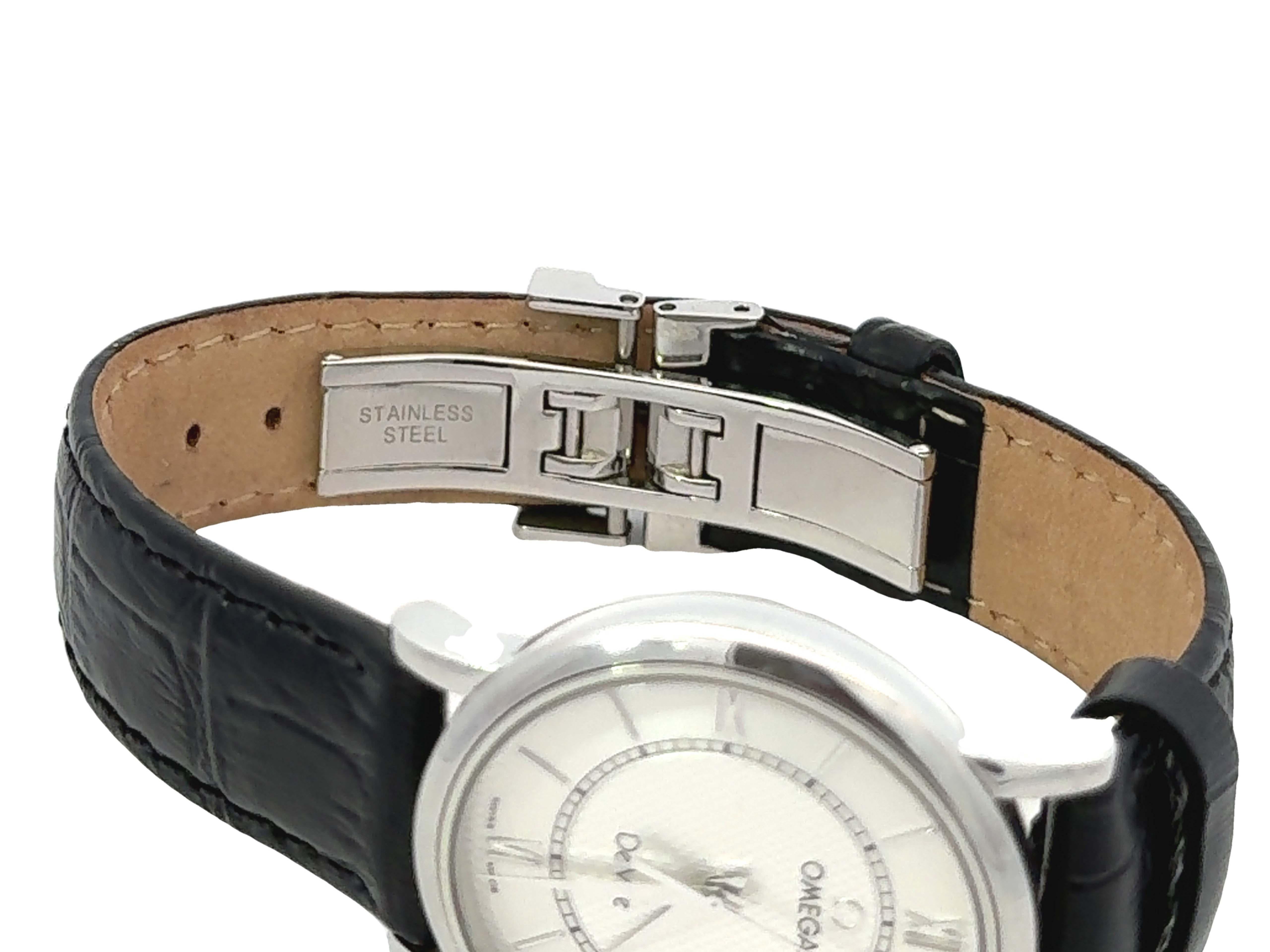 OMEGA De Ville Prestige Stahlquarz-Uhr 34mm mit Generischem Alligatorarmband aus Stahl (Moderne) im Angebot