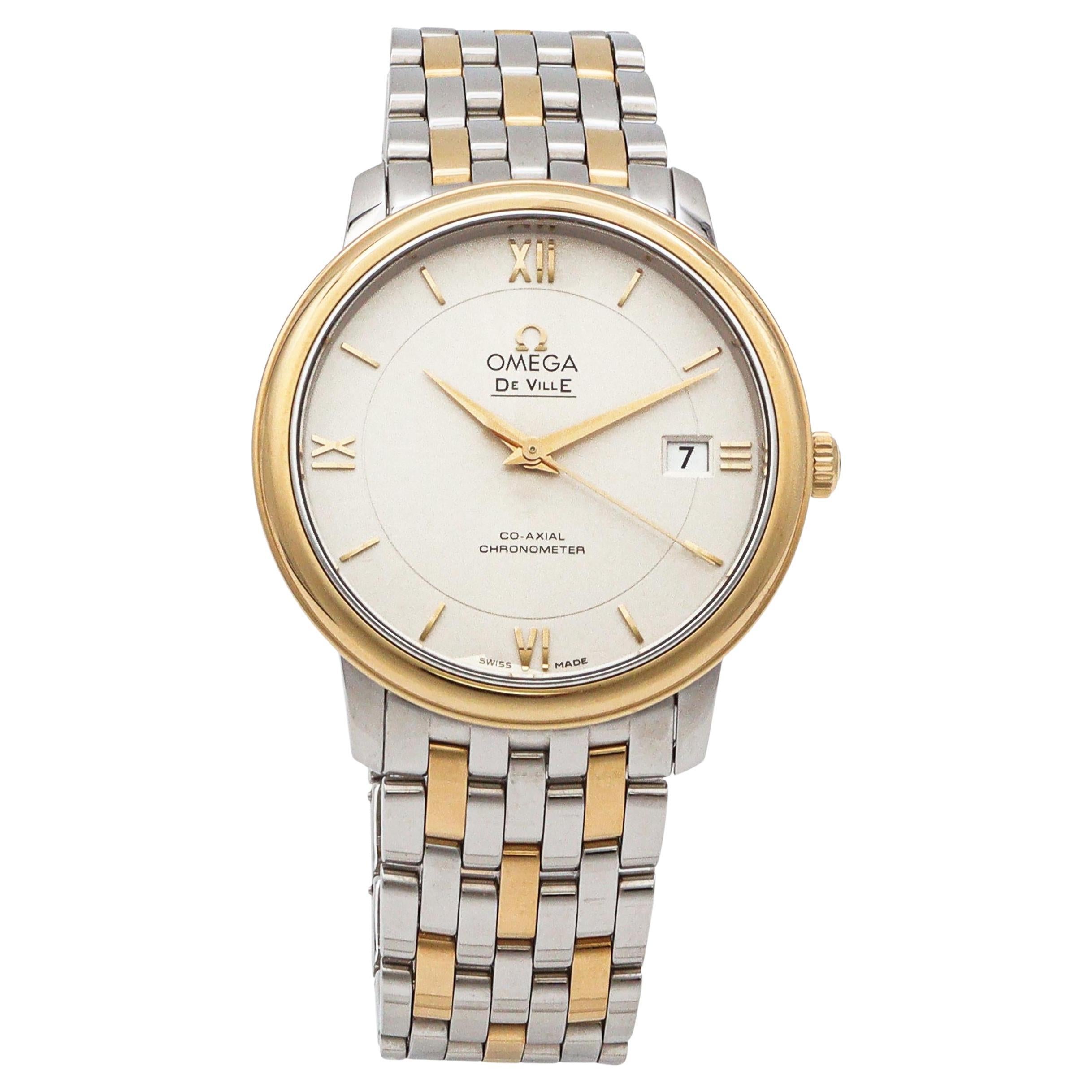 Omega De Ville Prestige Gelbgold Edelstahl Datum Automatik Herrenuhr
