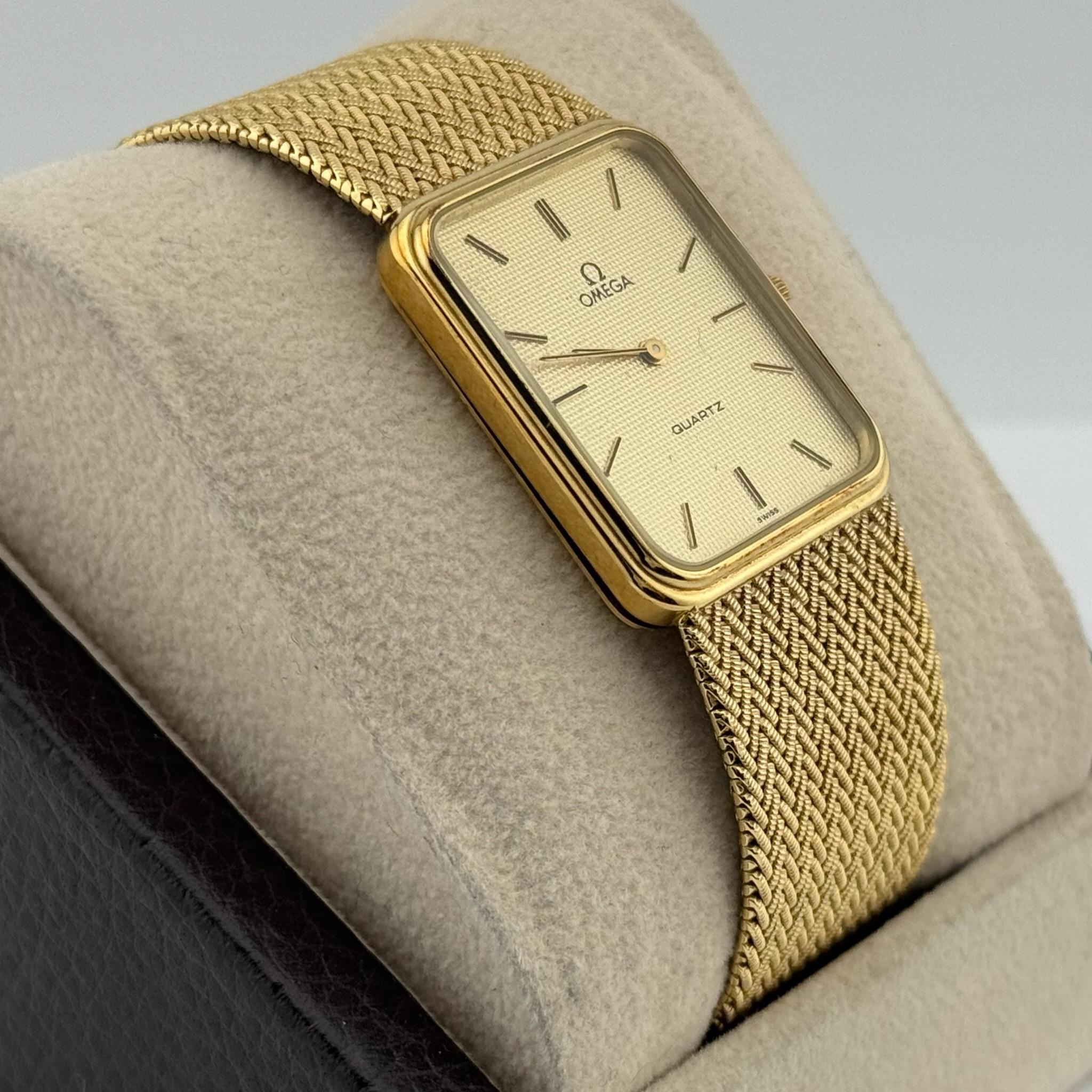 Omega De Ville Quartz 14K Yellow Gold Original Box For Sale 6