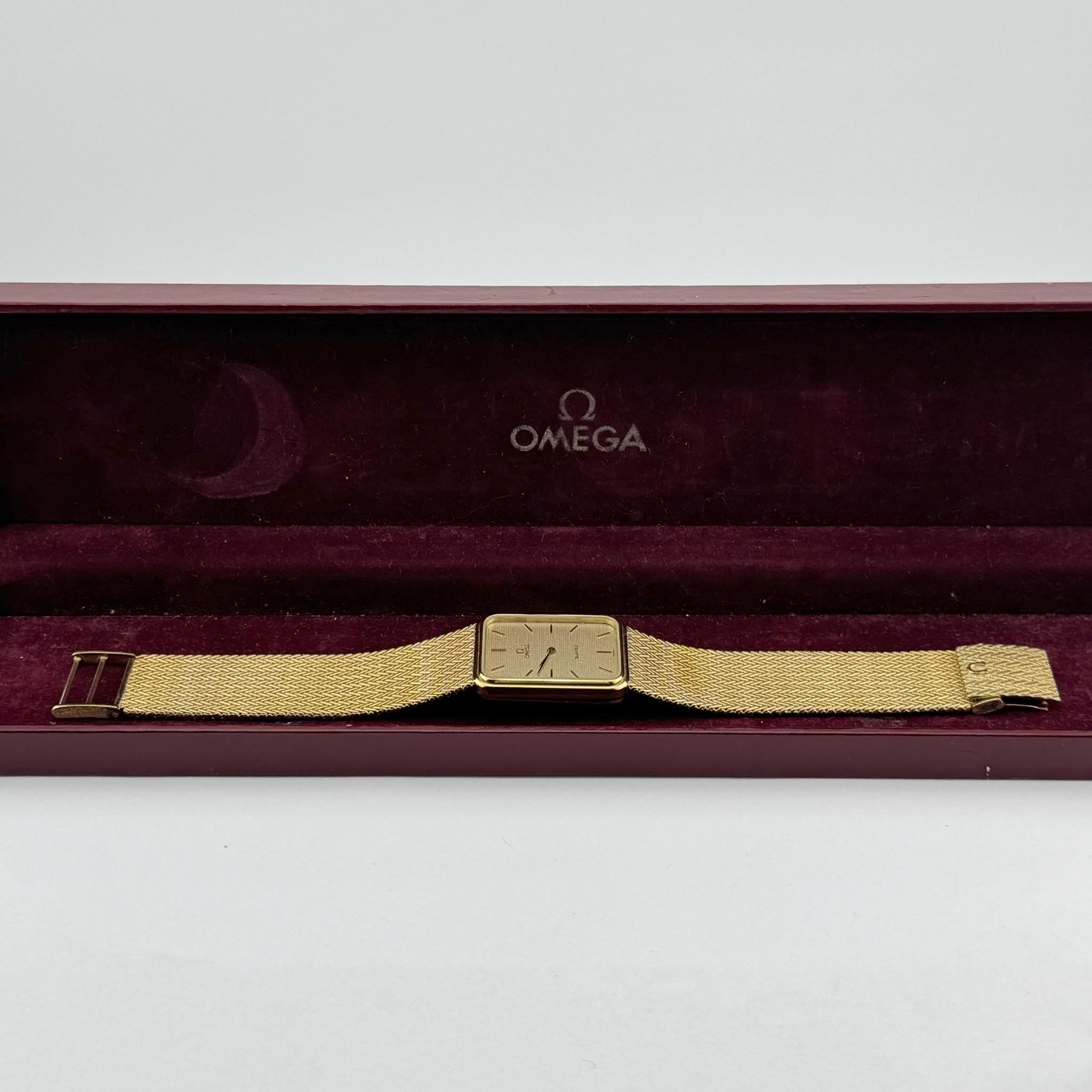Omega De Ville Quartz 14K Yellow Gold Original Box In Excellent Condition For Sale In San Diego, CA