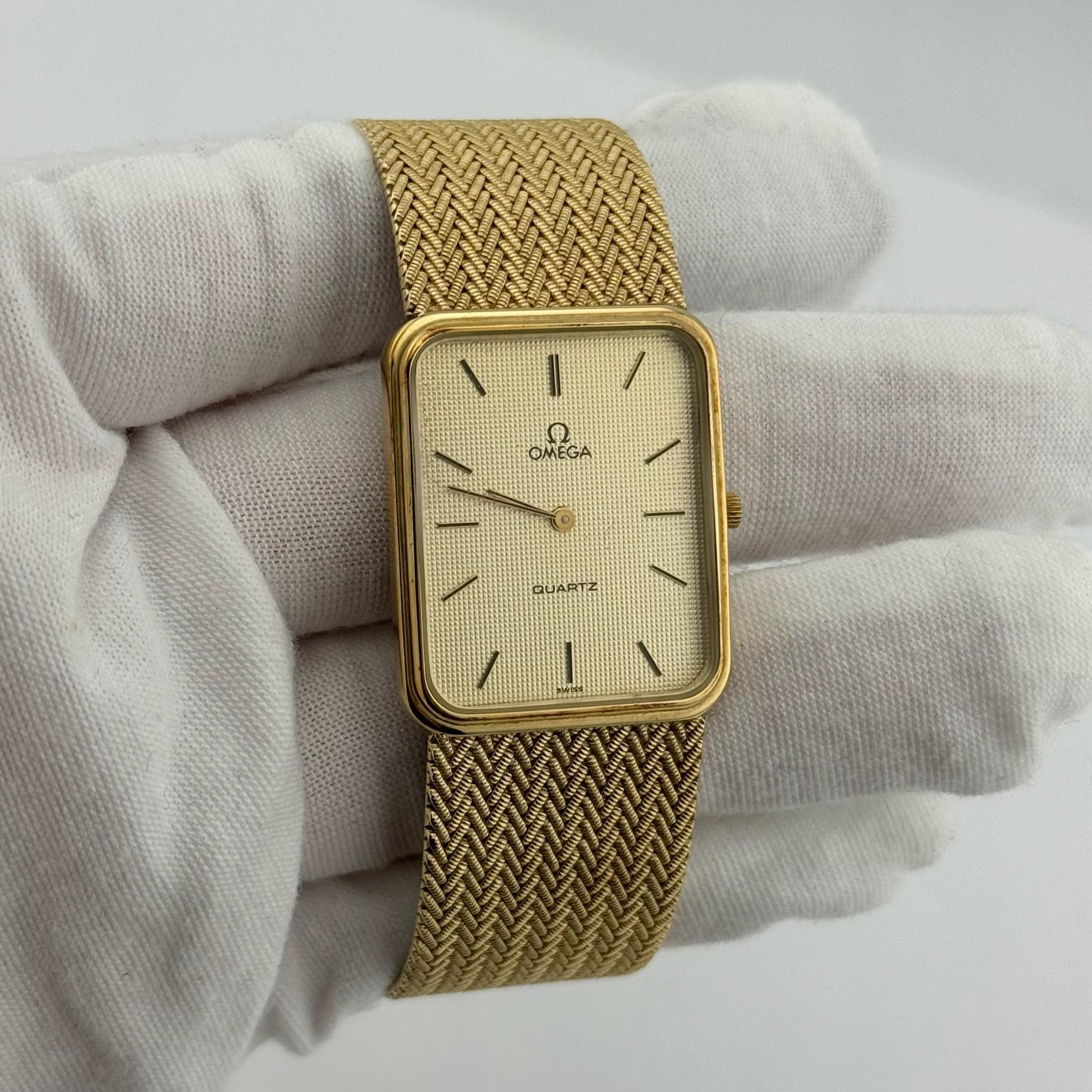 Omega De Ville Quartz 14K Yellow Gold Original Box For Sale 2
