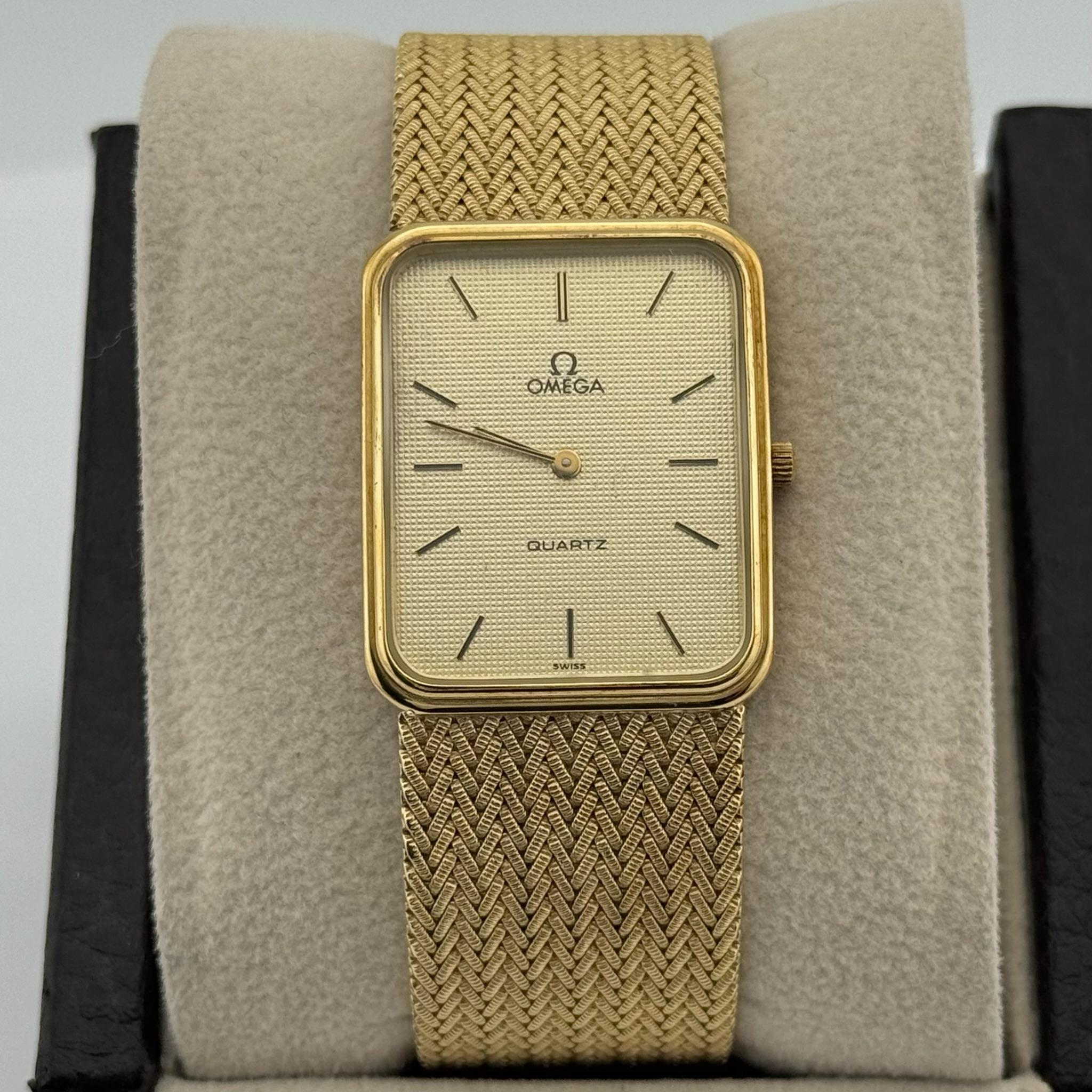 Omega De Ville Quartz 14K Yellow Gold Original Box For Sale 4