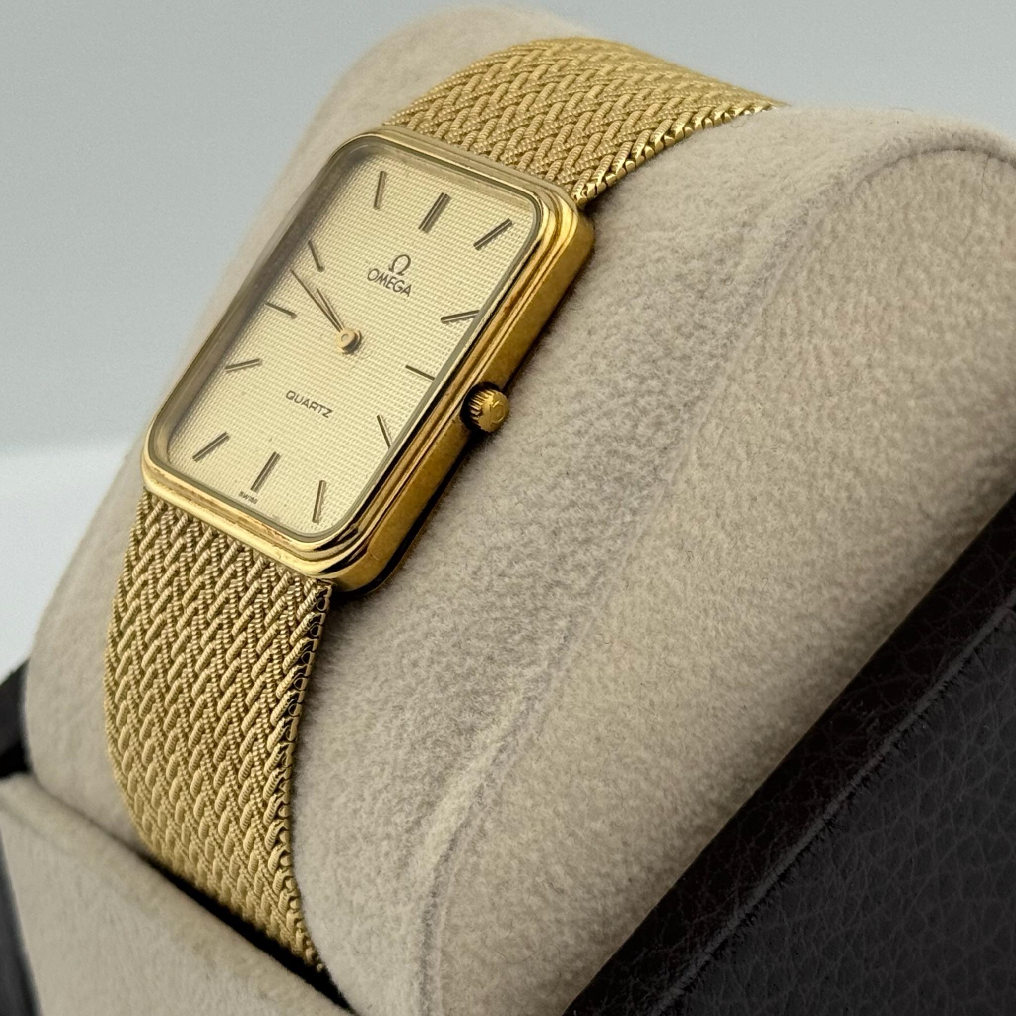 Omega De Ville Quartz 14K Yellow Gold Original Box For Sale 5