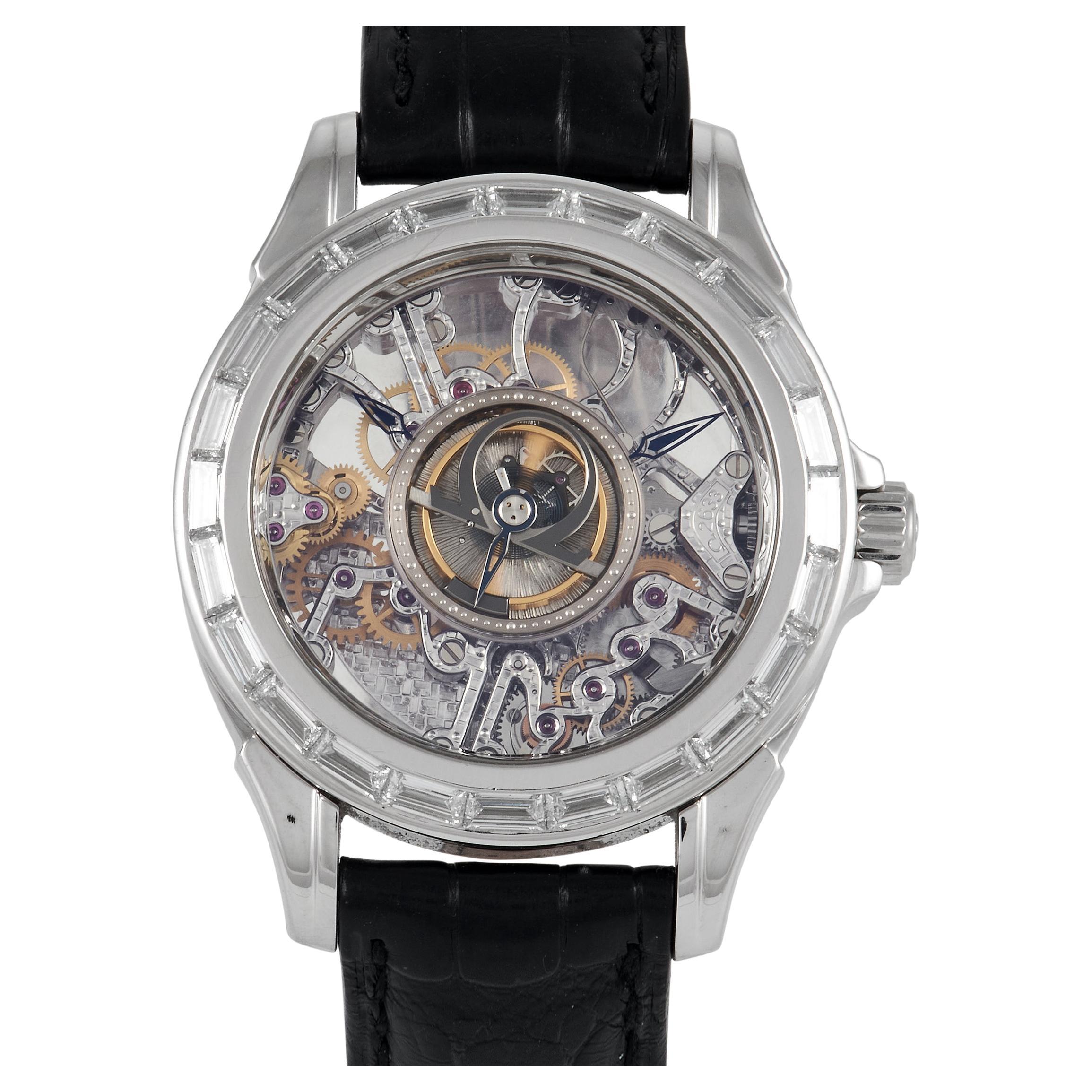 Omega De Ville Tourbillon Platinum Chronometer Watch 5946.30.31 For Sale