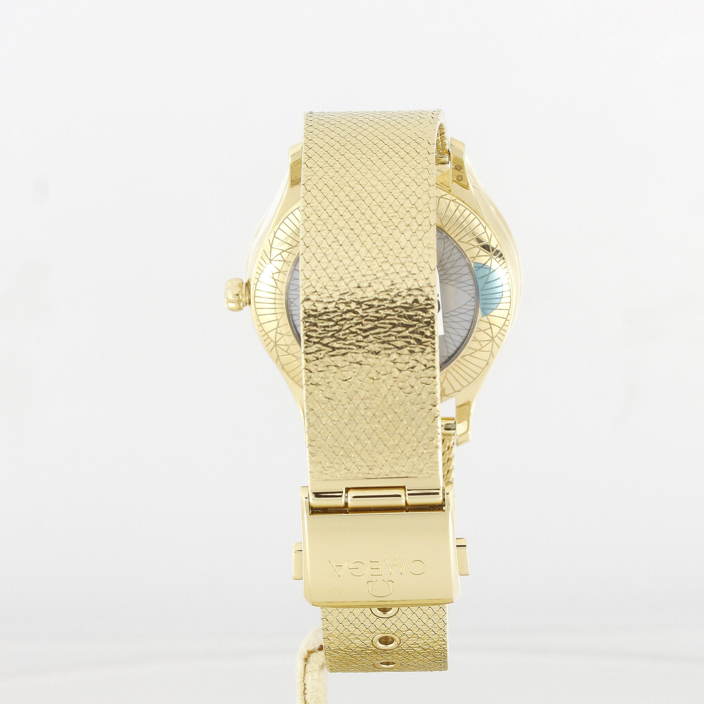 Omega De Ville Trsor Damenarmbanduhr 428.55.36.60.99.002 Gelbgold Diamanten im Zustand „Hervorragend“ in Berlin, DE