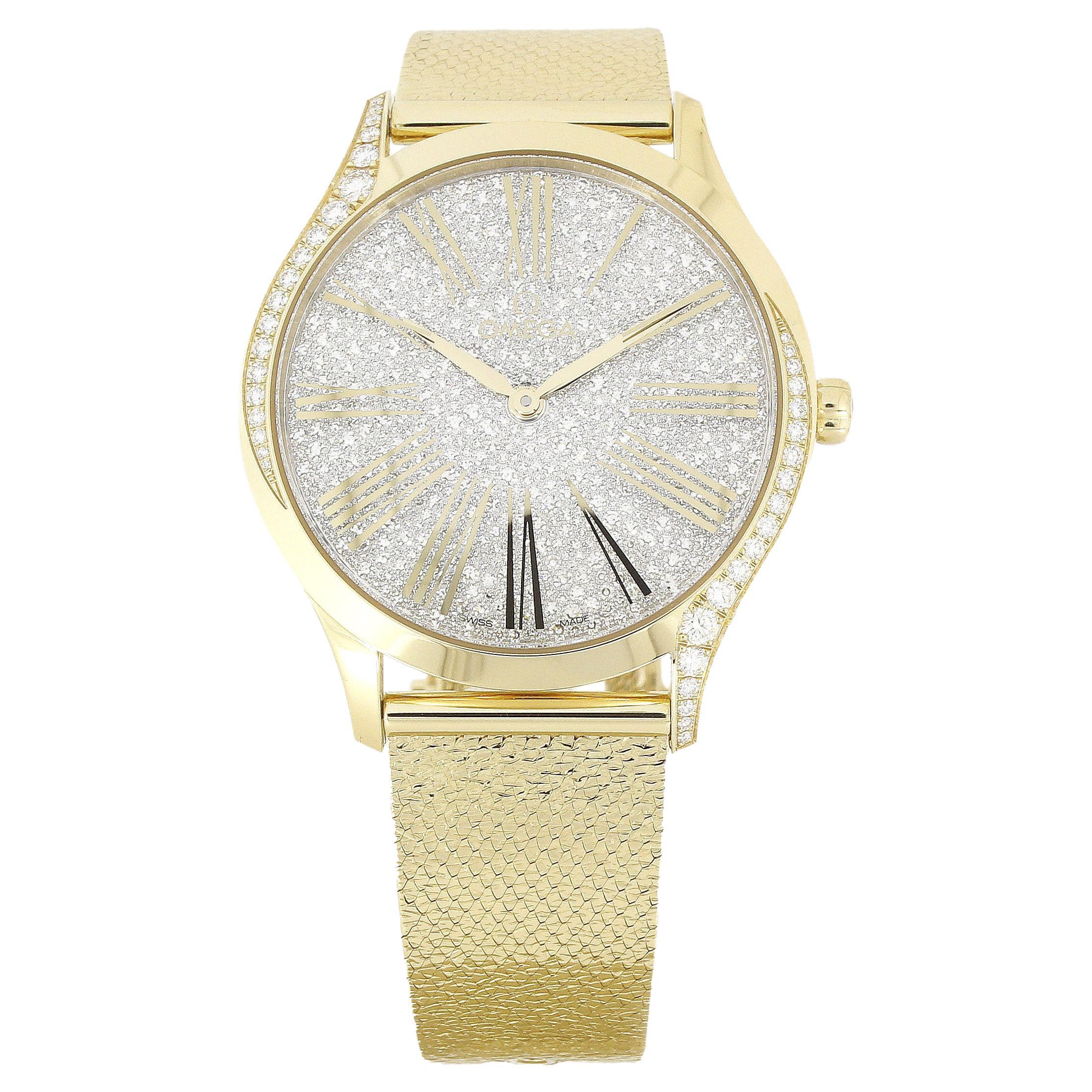 Omega De Ville Montre-bracelet Trsor pour femme en or jaune avec diamants 428,55,36,60,99,002 en vente