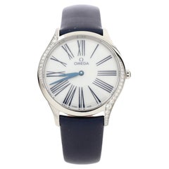 Omega De Ville Tresor Quarz-Uhr aus Edelstahl mit Diamant-Lünette und Satin