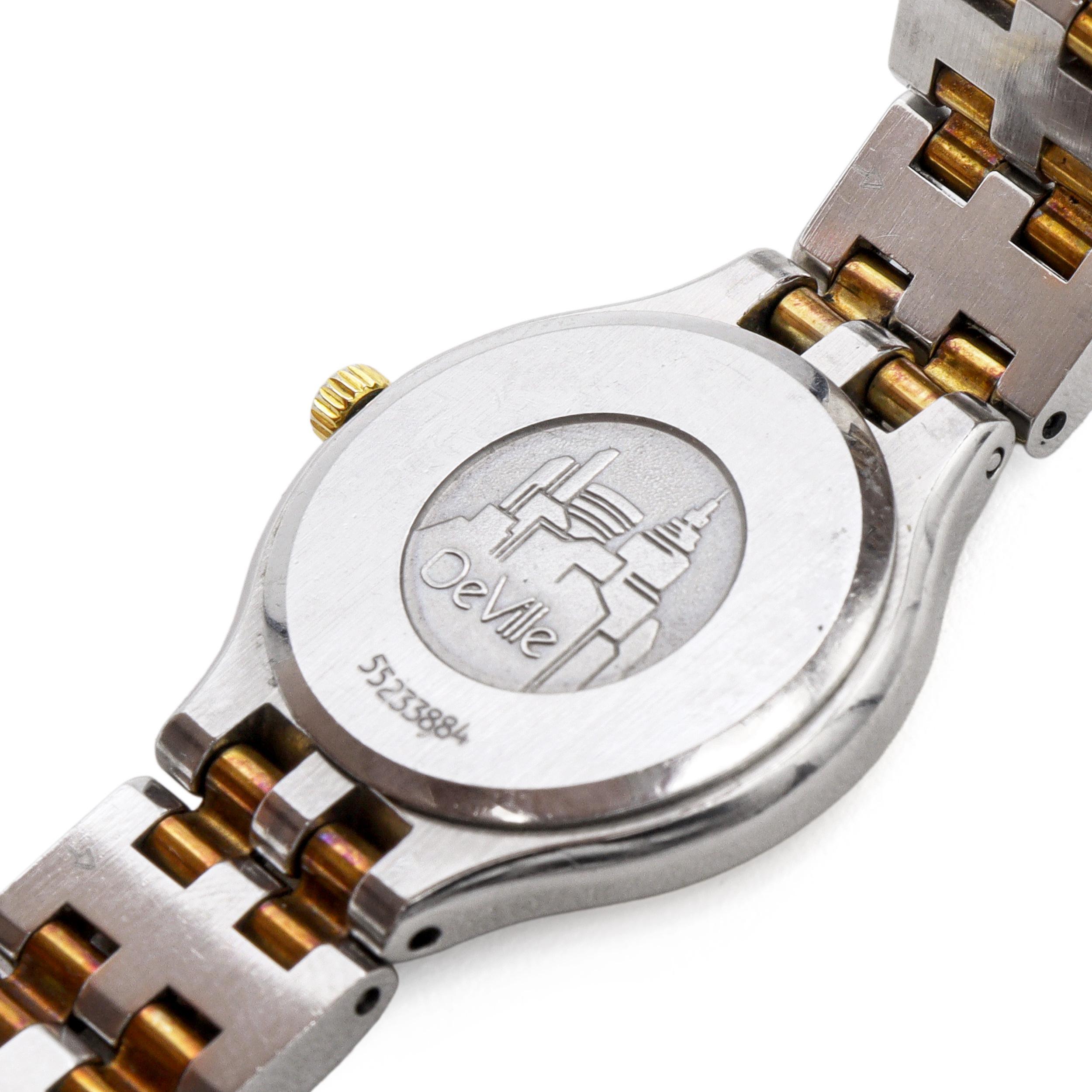 Omega De Ville Zweifarbige Damenuhr aus Edelstahl & 18K Gold Quarz im Angebot 1