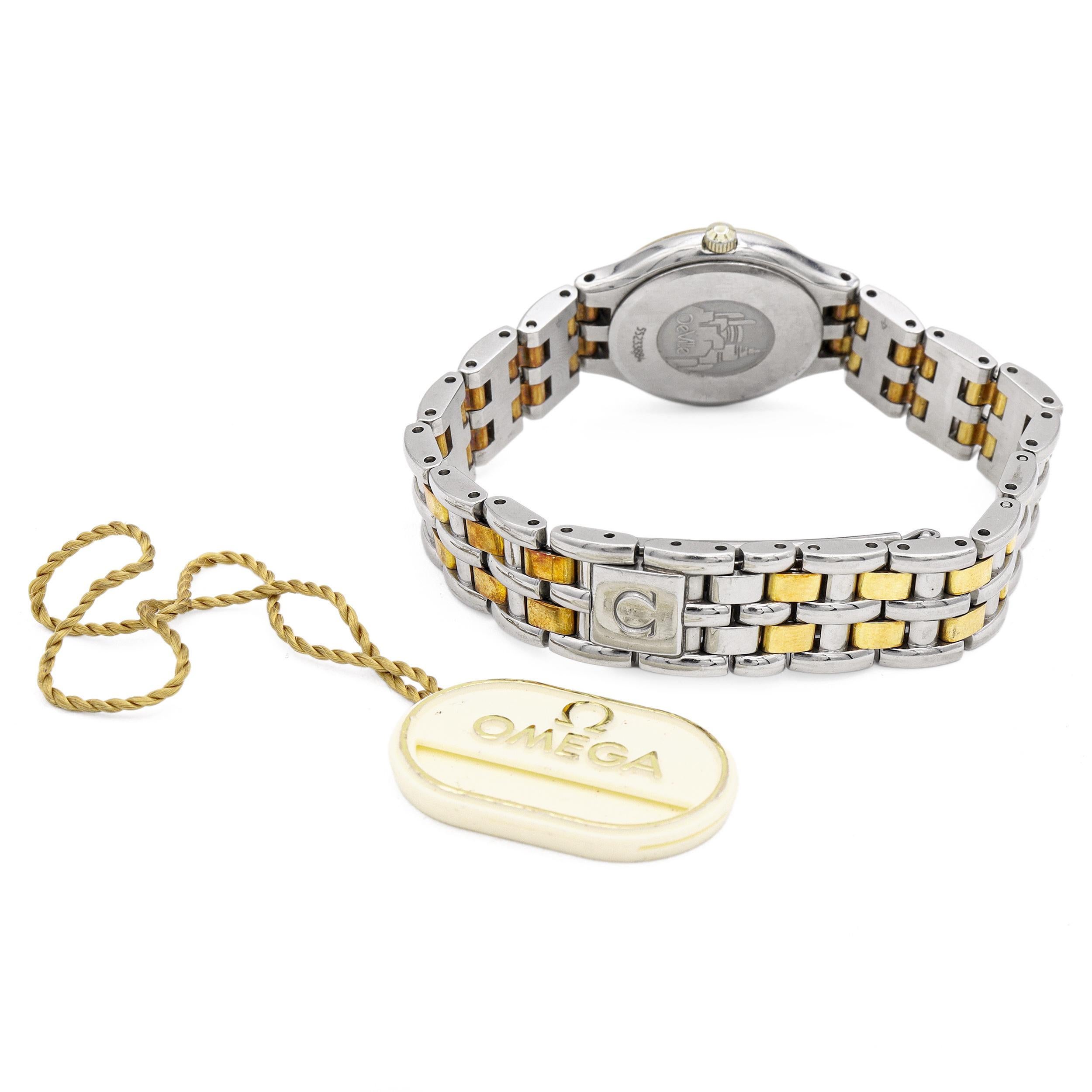 Omega De Ville Zweifarbige Damenuhr aus Edelstahl & 18K Gold Quarz im Angebot 2
