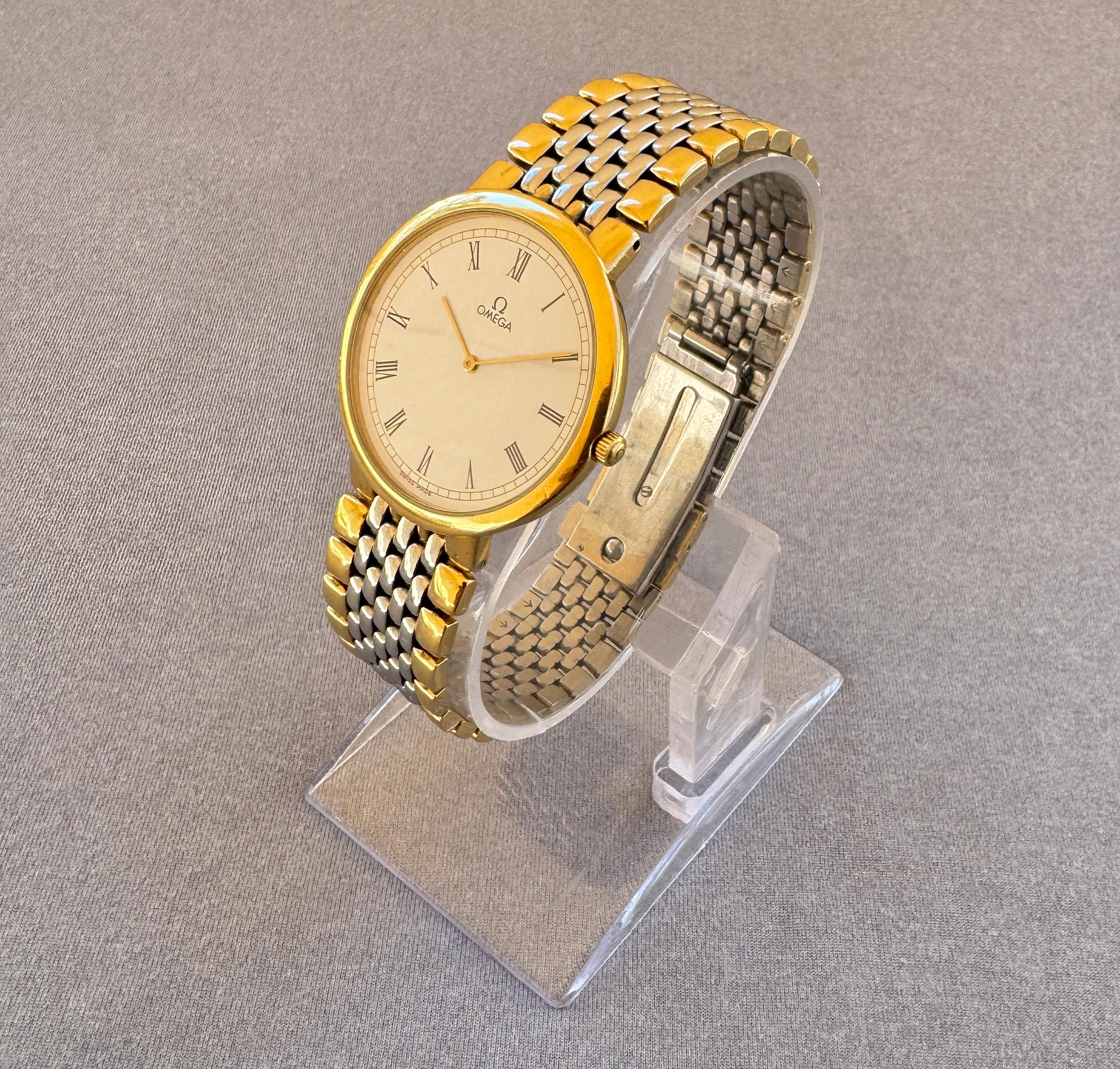  Descripción
Marca: Omega

Model No: De Ville

Número de referencia :53228575

País de fabricación: Suiza

Movimiento: Cuarzo

Material de la caja: Acero inoxidable chapado en oro

Medidas : Anchura de la caja: 33 mm. (sin corona)

Tipo de banda :