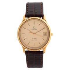 Omega De Ville Wristwatch With Date, Heavy Gold Plate, Quartz, Yr 1982.
