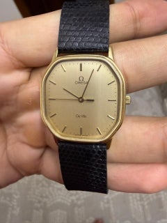 Omega Del1950031417 Goldenes Zifferblatt Gold plattiert Tonneau Fall Herrenuhr