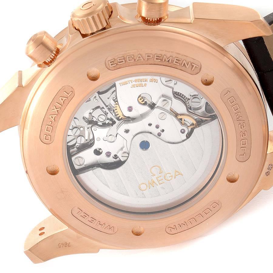 Omega DeVille Chronoscope GMT Rose Gold Watch 422.53.44.52.13.001 Box Card In Excellent Condition For Sale In Atlanta, GA