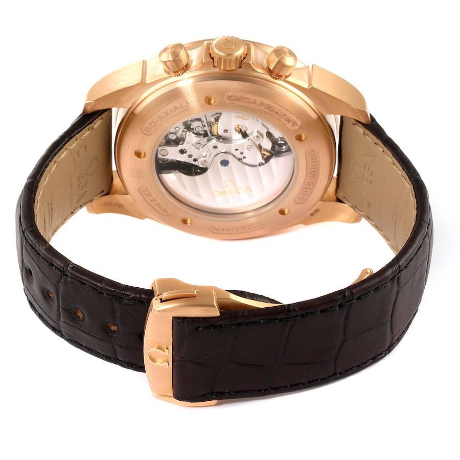 Men's Omega DeVille Chronoscope GMT Rose Gold Watch 422.53.44.52.13.001 Box Card For Sale