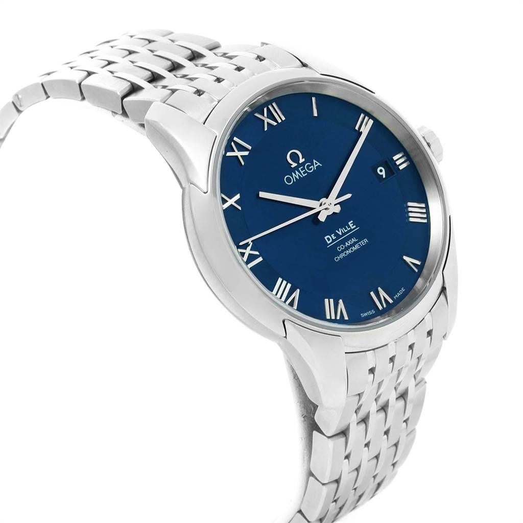 Omega Deville Co-Axial Blue Dial Watch 431.10.41.21.03.001 Unworn In Excellent Condition In Atlanta, GA