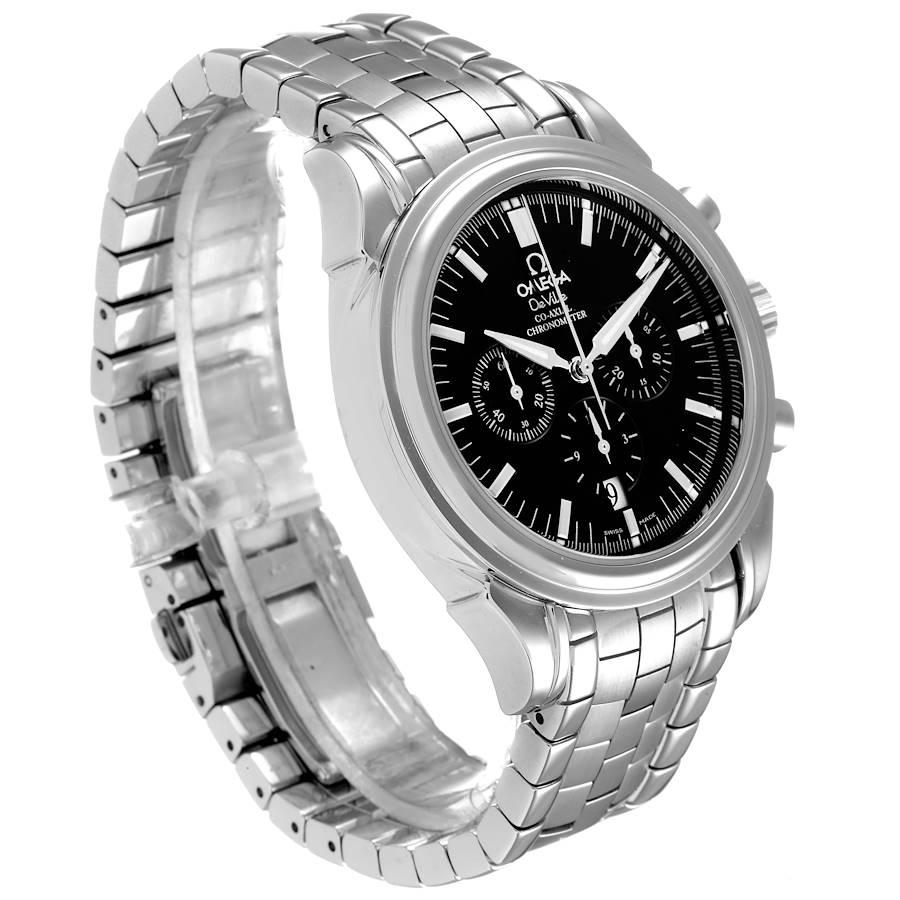 Omega DeVille Co-Axial Chronograph Steel Mens Watch 4541.50.00 Box Card In Excellent Condition For Sale In Atlanta, GA