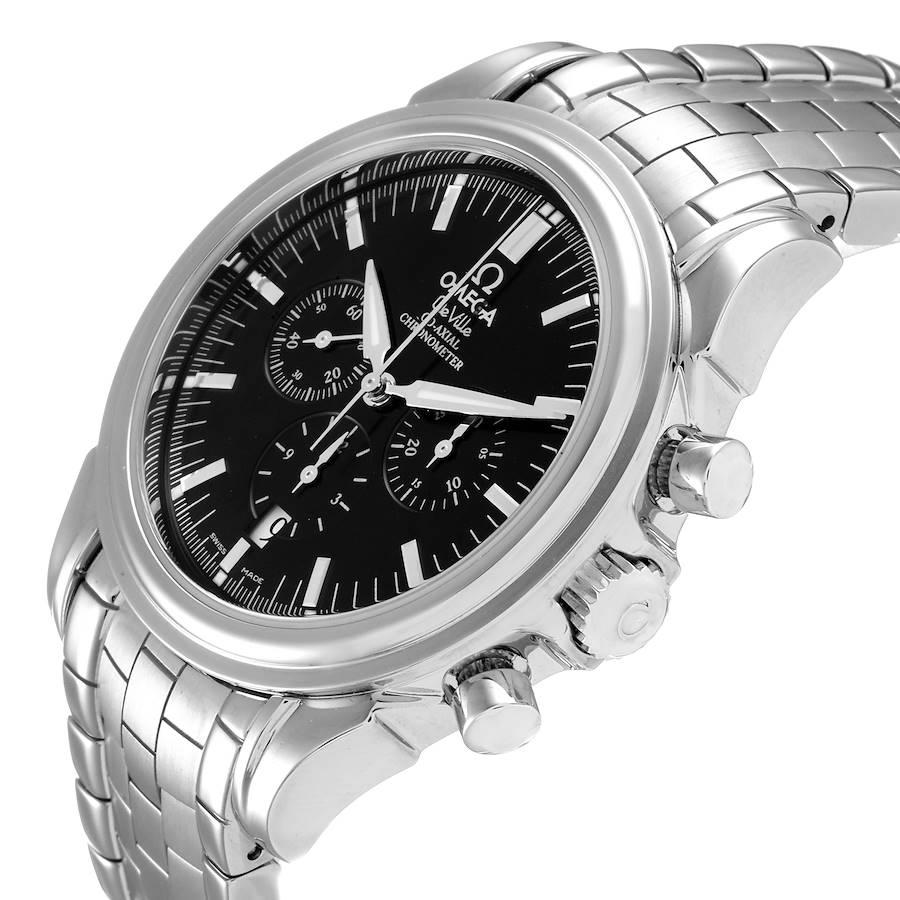Omega DeVille Co-Axial Chronograph Steel Mens Watch 4541.50.00 Box Card For Sale 1