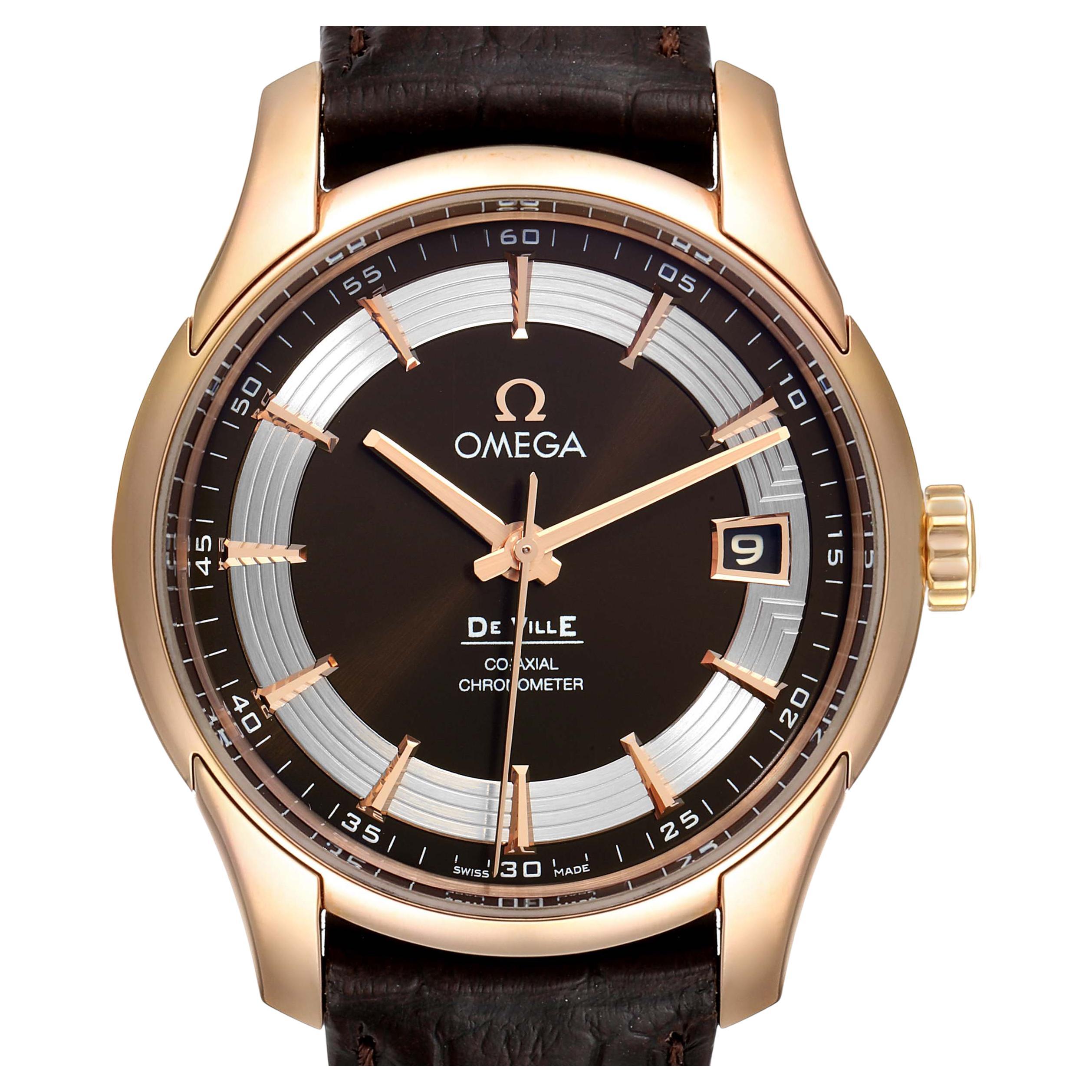 Omega DeVille Hour Vision 18k Rose Gold Watch 431.63.41.21.13.001 Unworn