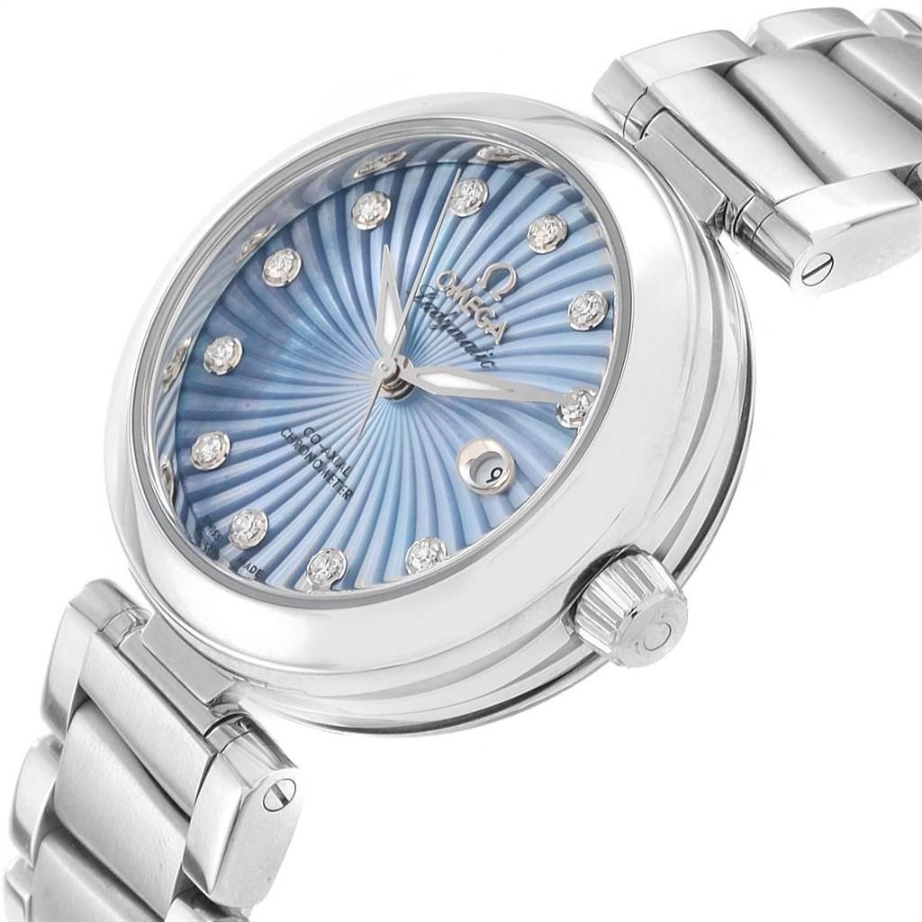 Women's Omega DeVille Ladymatic Blue MOP Diamond Ladies Watch 425.30.34.20.57.002