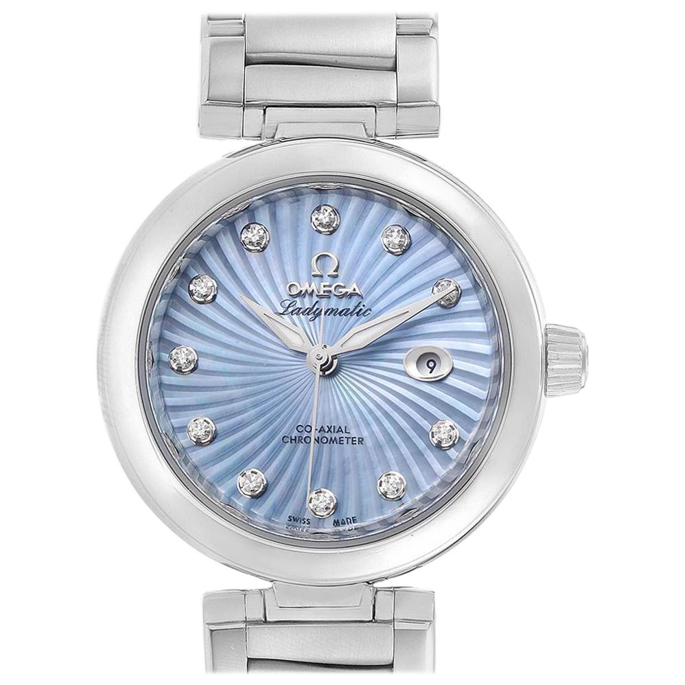 Omega DeVille Ladymatic Blue MOP Diamond Ladies Watch 425.30.34.20.57.002