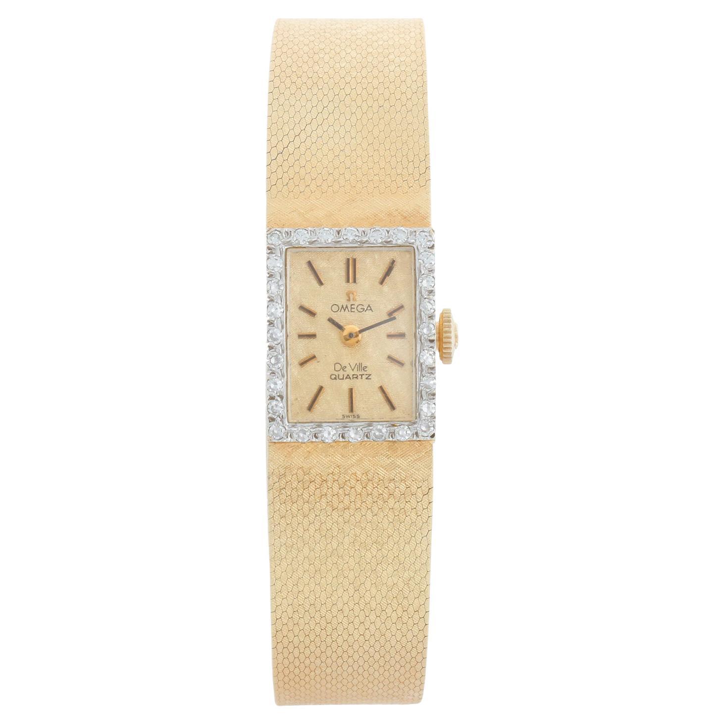 Omega DeVille Montre habillée pour hommes en or jaune 14k en vente