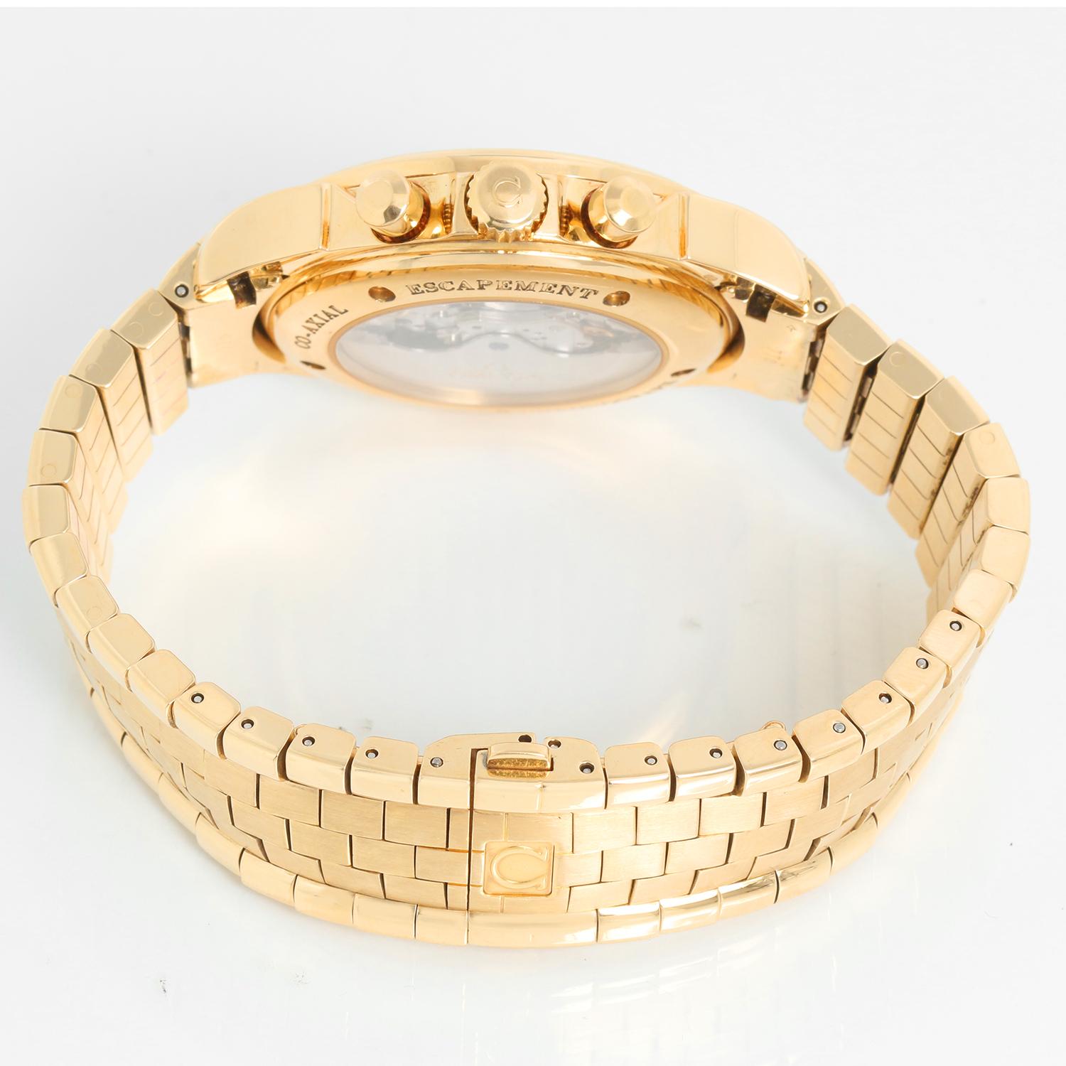 Omega DeVille Men's Yellow Gold  Co-Axial Chronograph Men's Watch  4141.30.00 In Excellent Condition For Sale In Dallas, TX