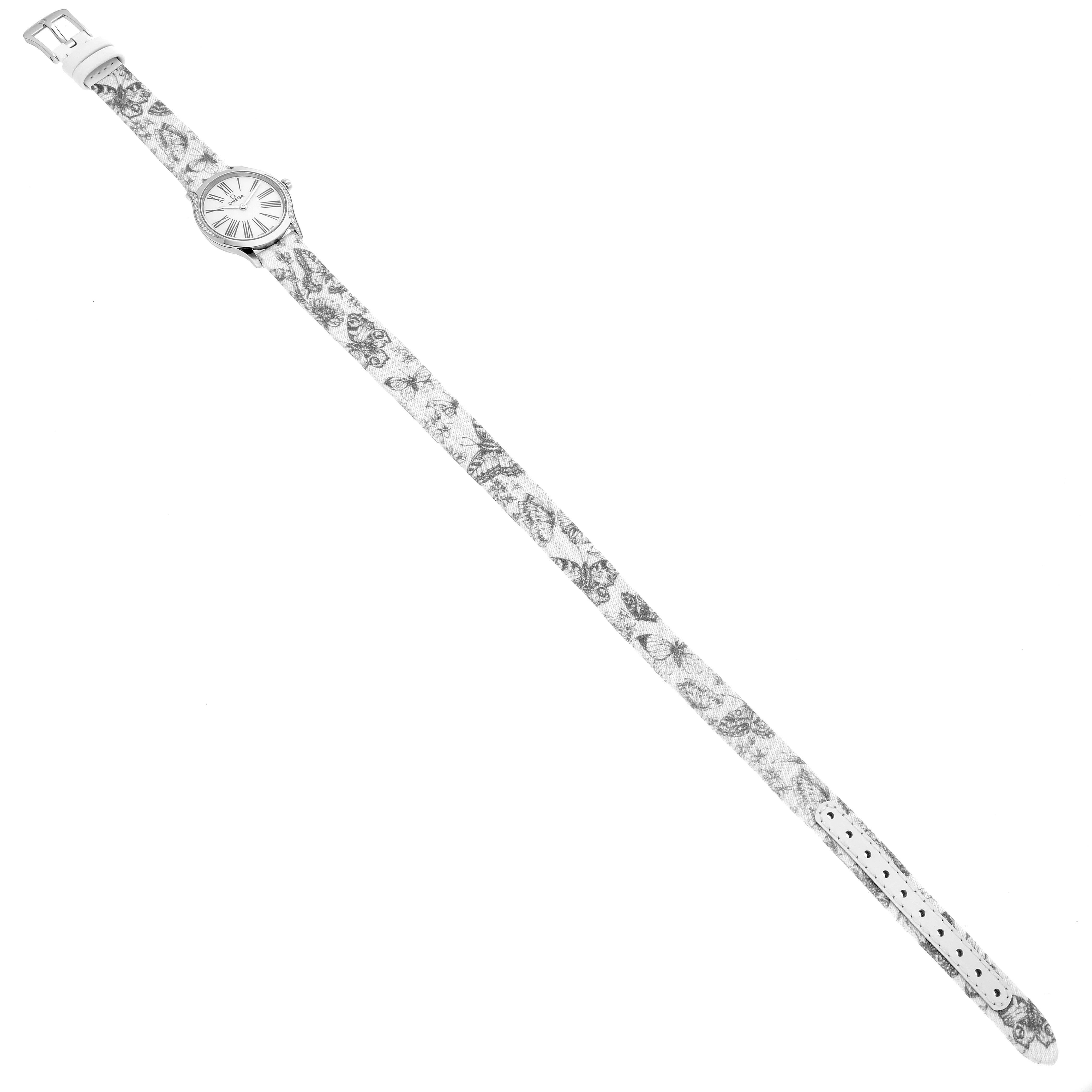 Omega DeVille Mini Tresor Stahl Diamant Damenuhr 428.17.26.60.04.002 im Angebot 7