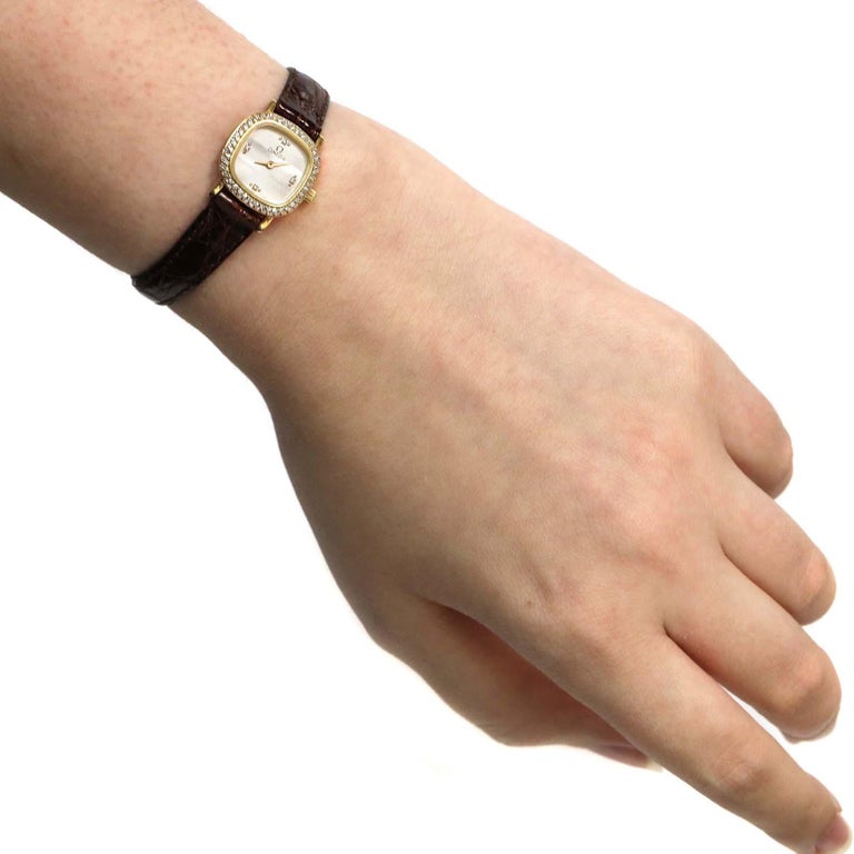 Omega DeVille Mini Yellow Gold Diamond Cocktail Ladies Watch 1450 For