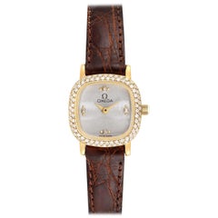 Omega DeVille Mini Yellow Gold Diamond Cocktail Ladies Watch 1450