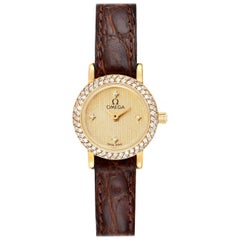 Used Omega DeVille Mini Yellow Gold Diamond Cocktail Ladies Watch 1450