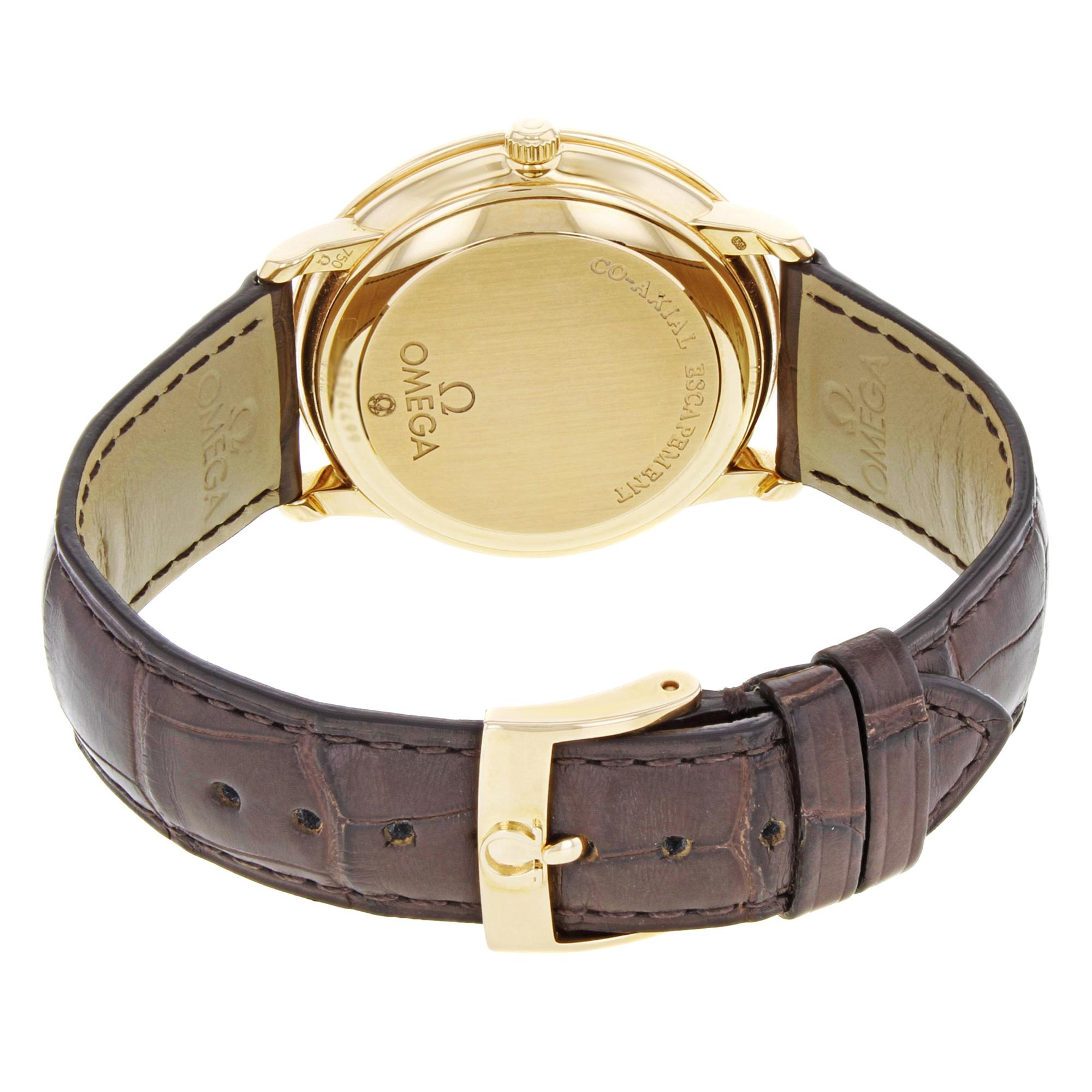 Unworn Omega DeVille Prestige 18k Gold Automatic Mens Watch 413.58.37.20.52.001  For Sale 1