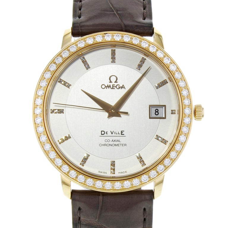 Omega DeVille Prestige 18K Rose Gold Automatic Mens Watch 413.58