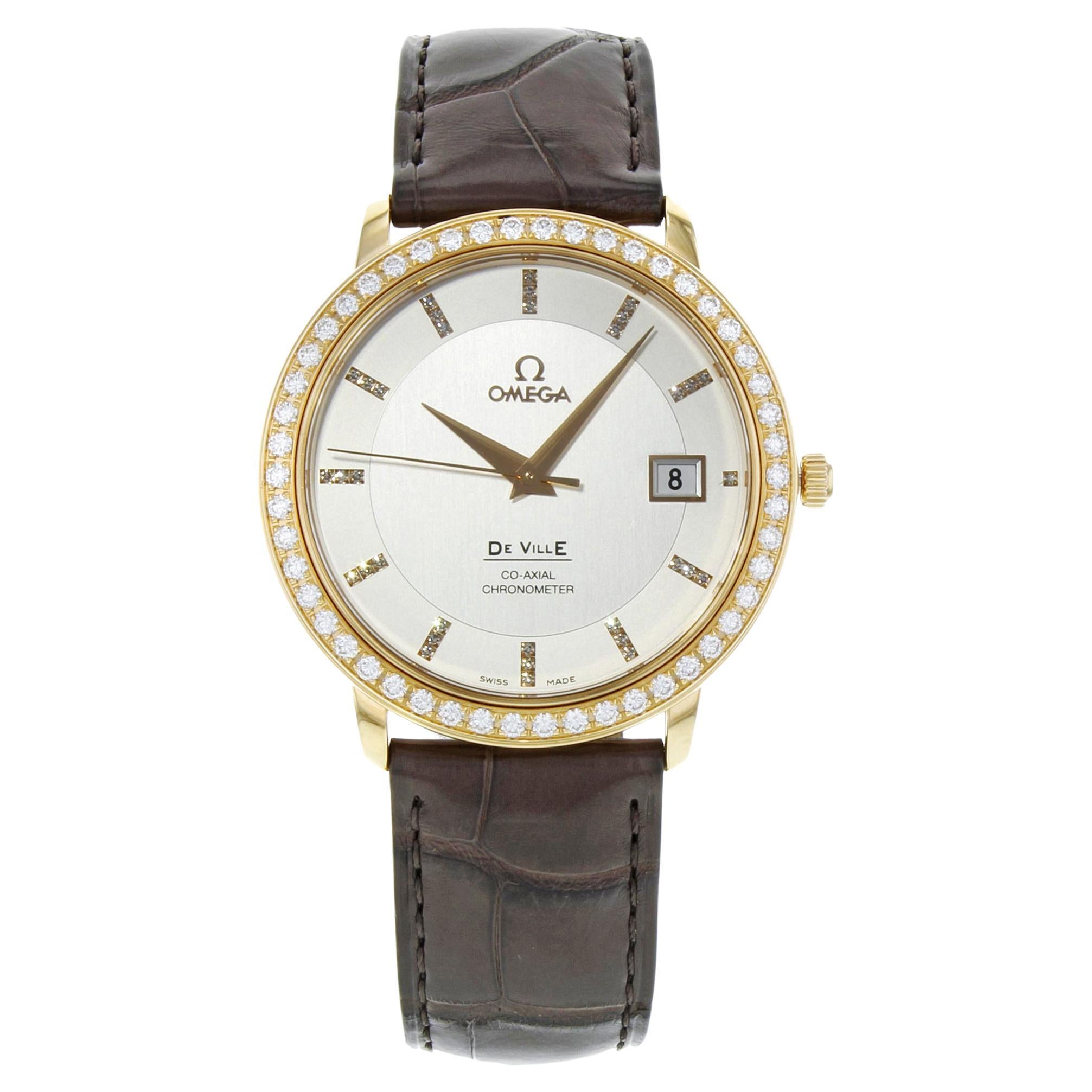 Omega DeVille Prestige 18K Rose Gold Automatic Mens Watch 413.58.37.20.52.001 For Sale