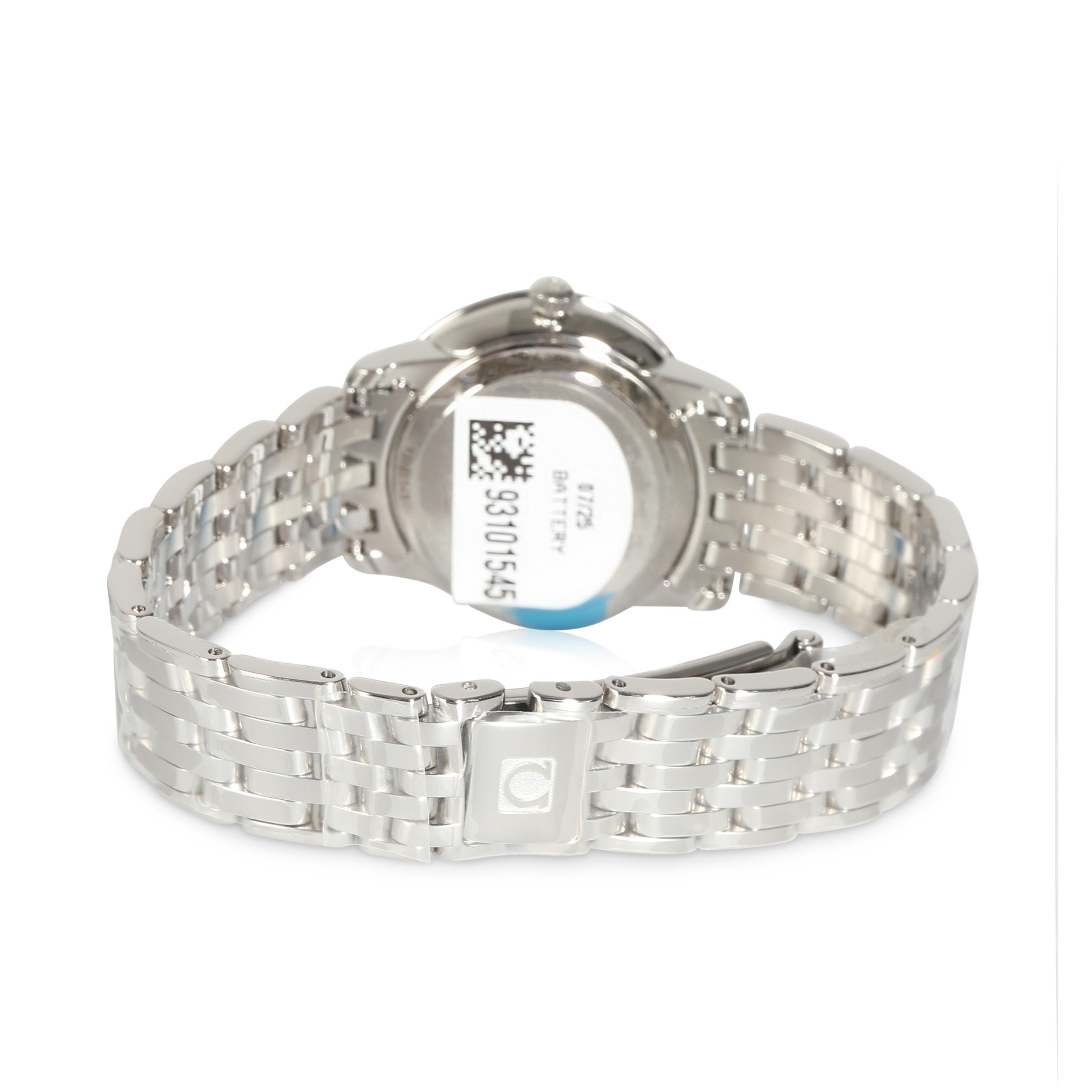 Omega DeVille Prestige 424.15.27.60.55.001 Women's Watch in  Stainless Steel

SKU: 141646

PRIMARY DETAILS
Brand: Omega
Model: DeVille Prestige
Country of Origin: Switzerland
Movement Type: Quartz: Battery
Year of Manufacture: 2020-2029
Condition: