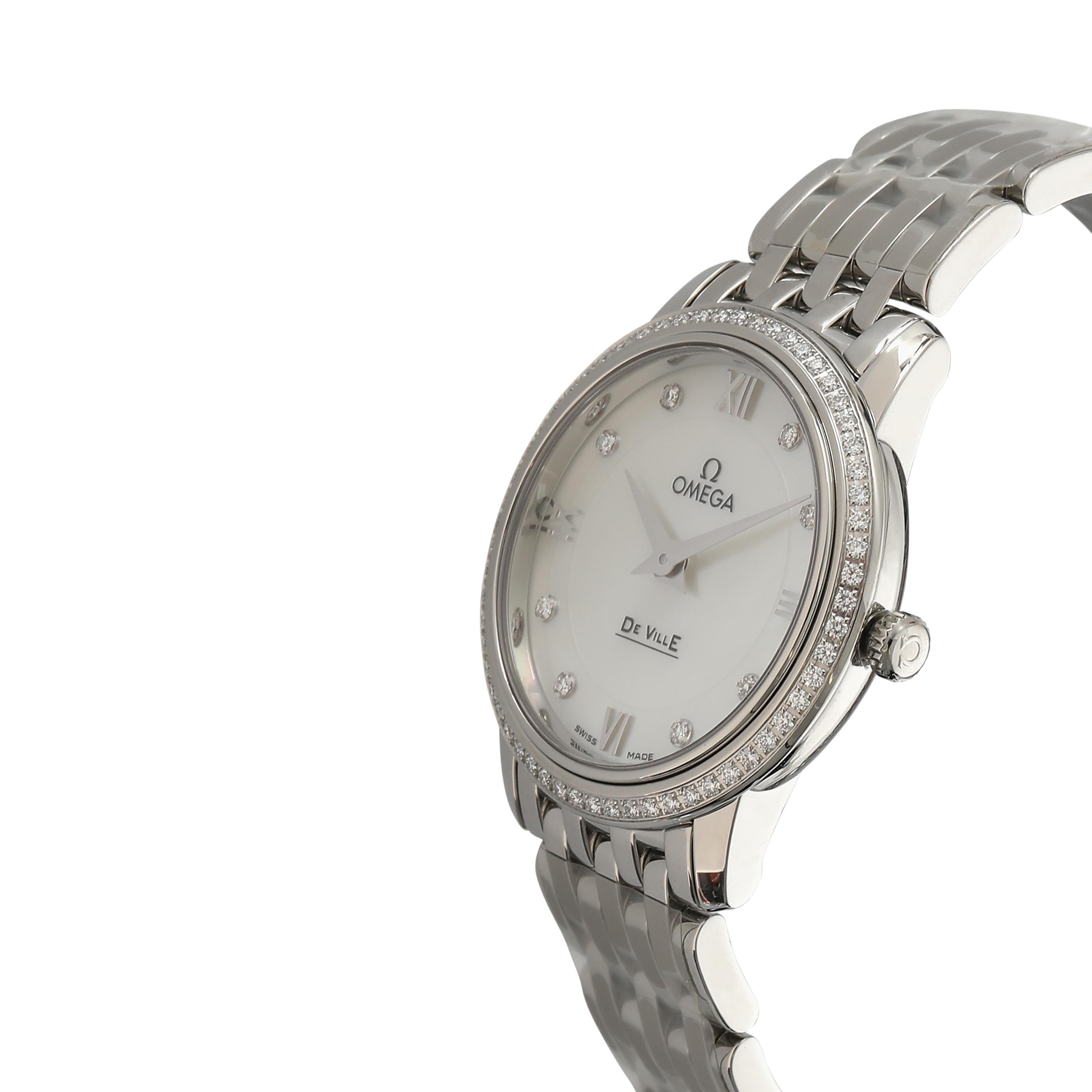 Omega DeVille Prestige 424.15.27.60.55.001 Women's Watch in  Stainless Steel In Excellent Condition For Sale In New York, NY