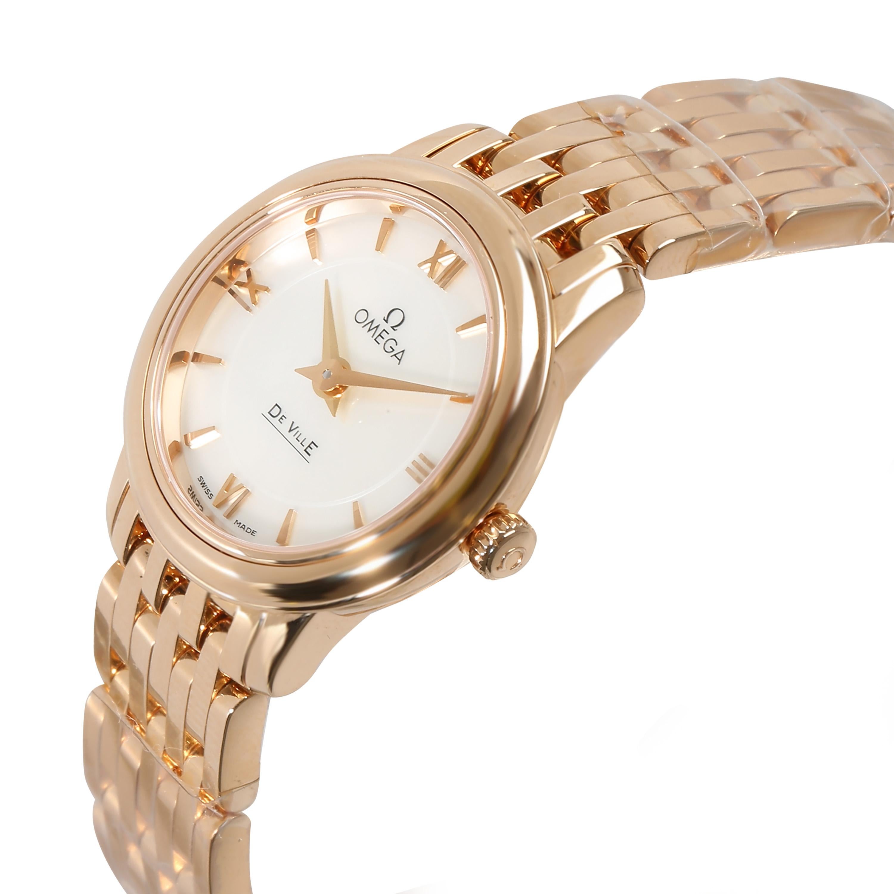 Omega DeVille Prestige 424.50.24.60.05.002 Women's Watch in 18kt Rose Gold In New Condition For Sale In New York, NY