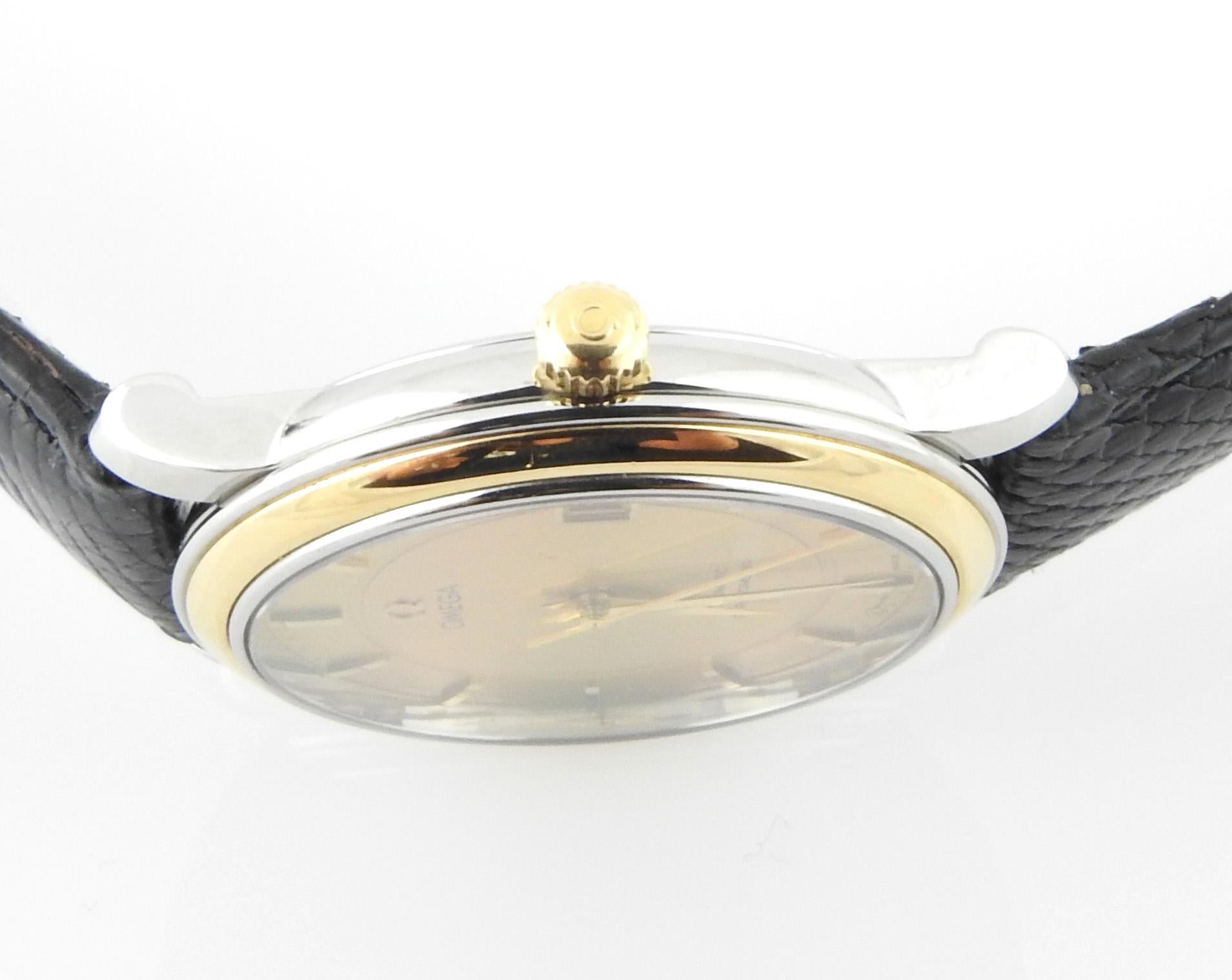 Omega DeVille Prestige Men's 18k Yellow Gold and Steel Automatic Watch Gold Dial 1