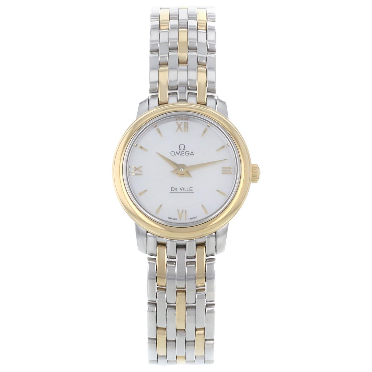 Omega DeVille Prestige MOP Steel Gold Ladies Quartz Watch 424.20.24.60