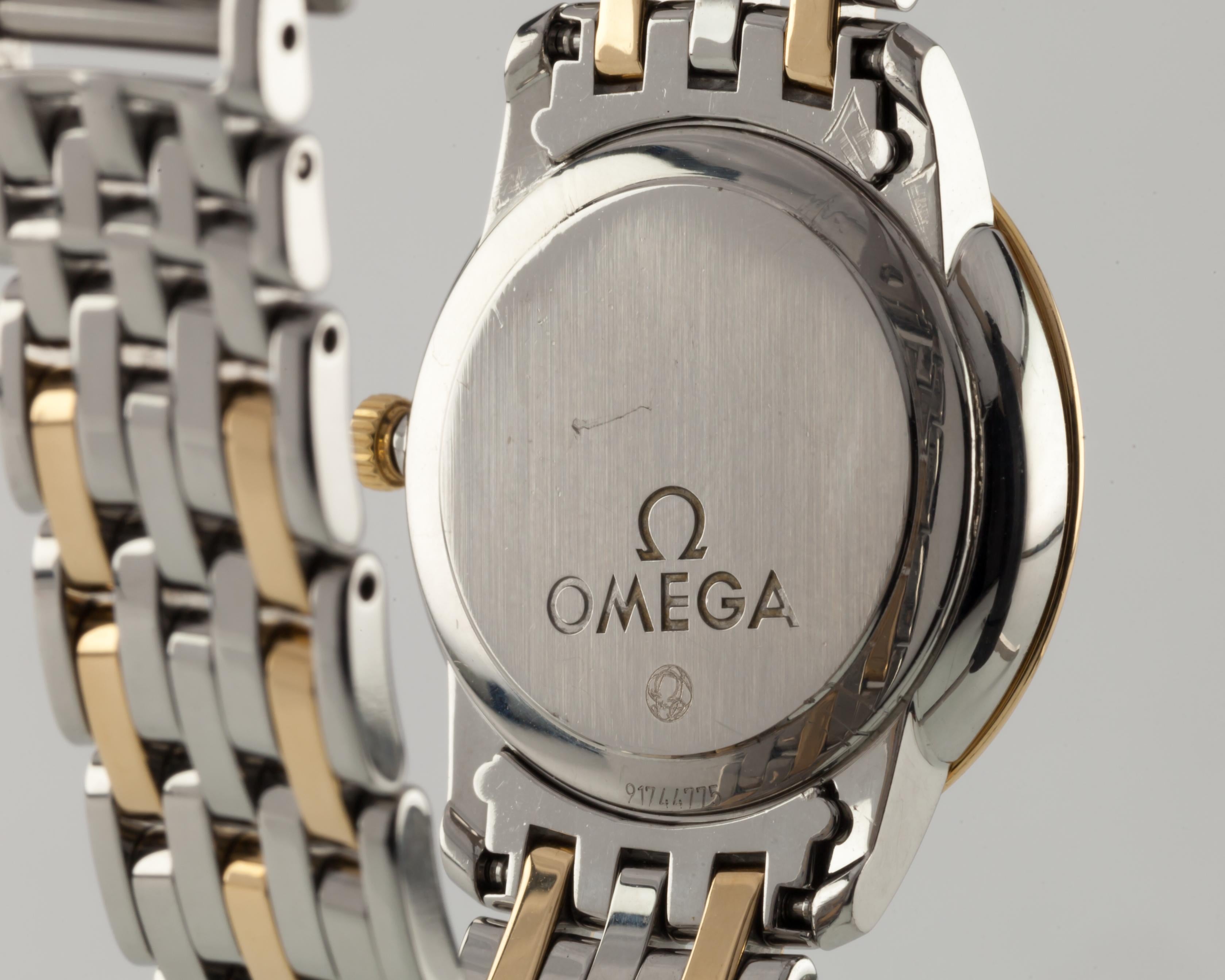 Omega Montre pour femme DeVille Prestige en quartz bicolore avec pochette et papiers, avec montre et cadran en vente 3